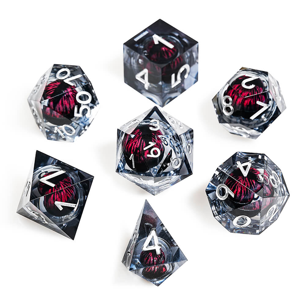 Polyhedral RGP Cool Liquid Core Dragon Eye DnD Dice Set - Dice of Dragons