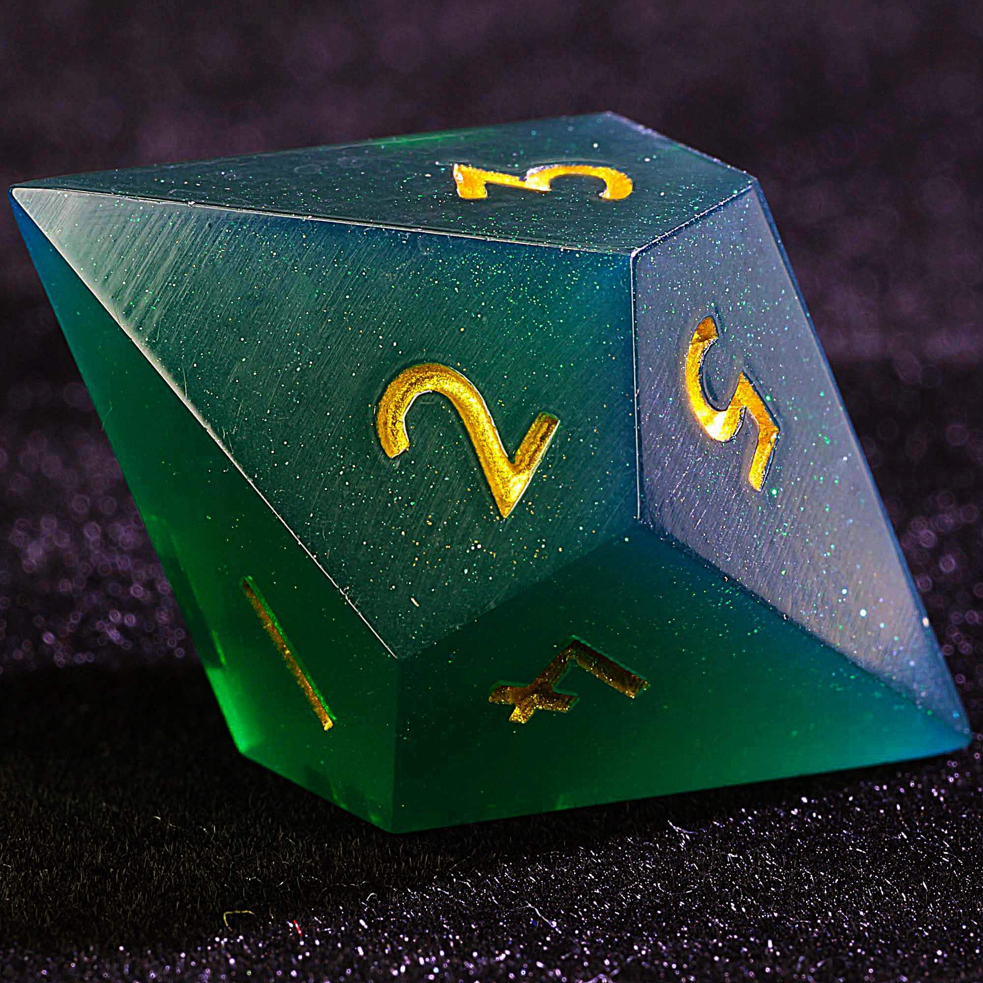 3 Polyhedral Resin 20 Sided D10 and 6 Sided D3 Draw Steel Sets of Dice Deep Green