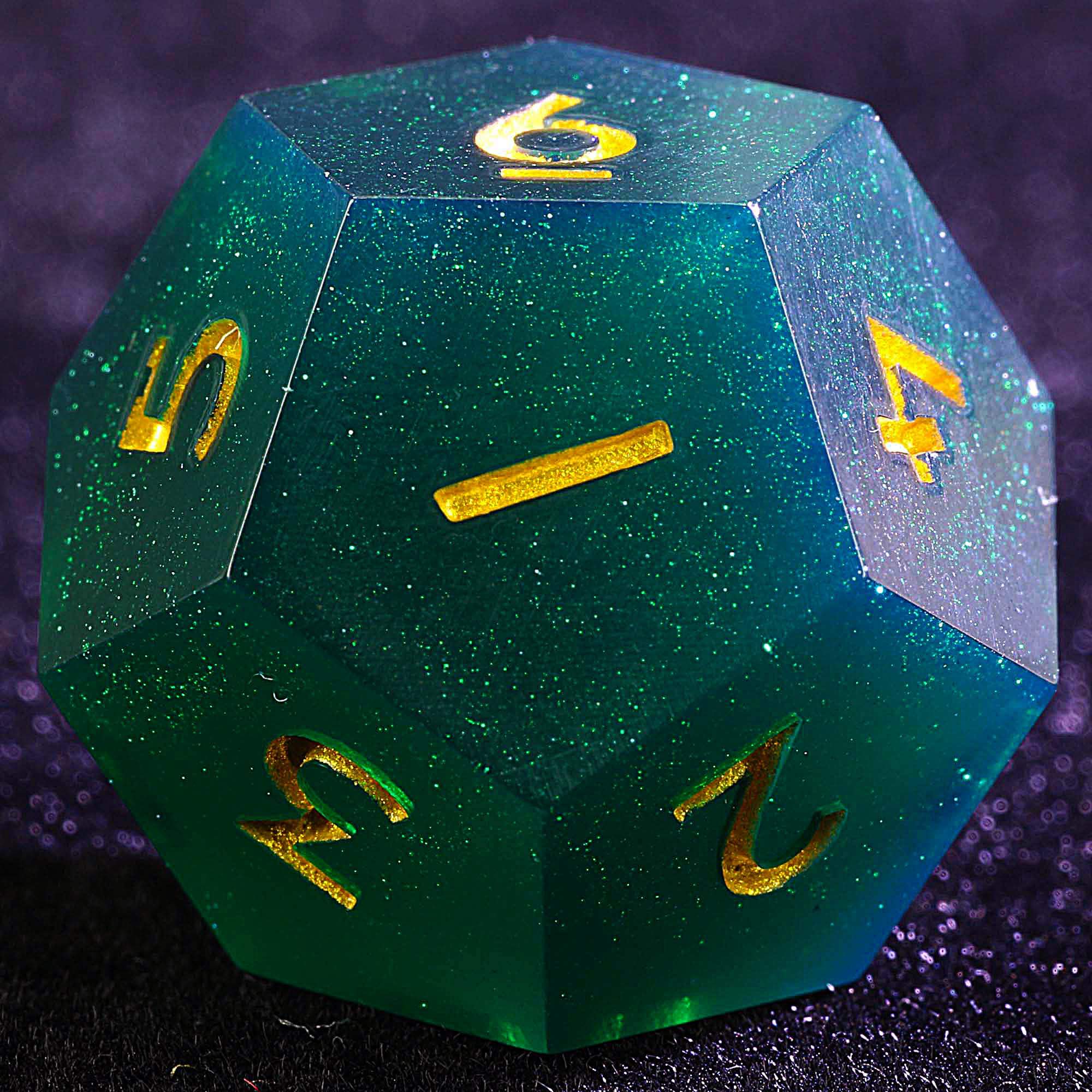 3 Polyhedral Resin 20 Sided D10 and 6 Sided D3 Draw Steel Sets of Dice Deep Green