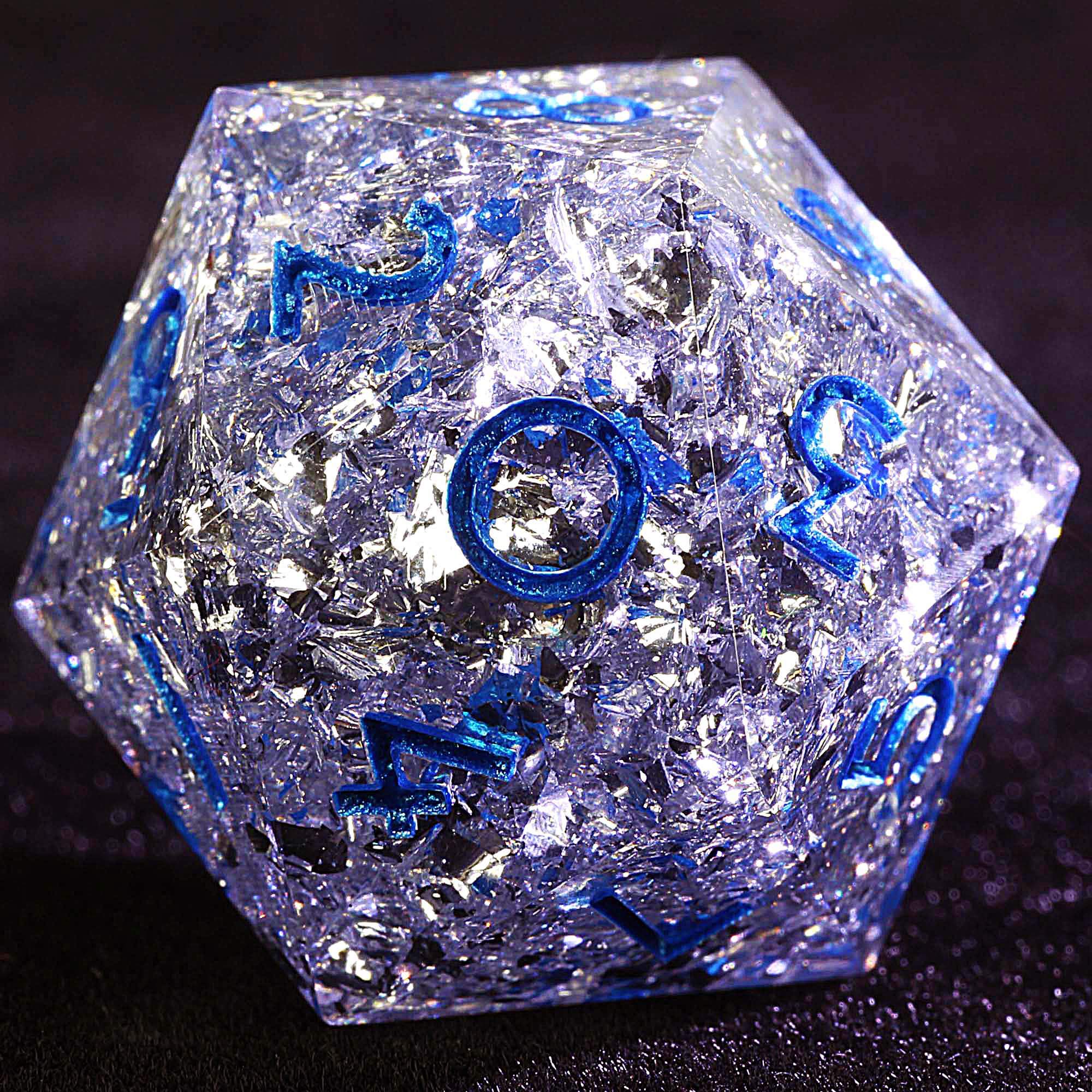 3 Polyhedral Resin 20 Sided D10 and 6 Sided D3 Draw Steel Set Dice Silver Edge