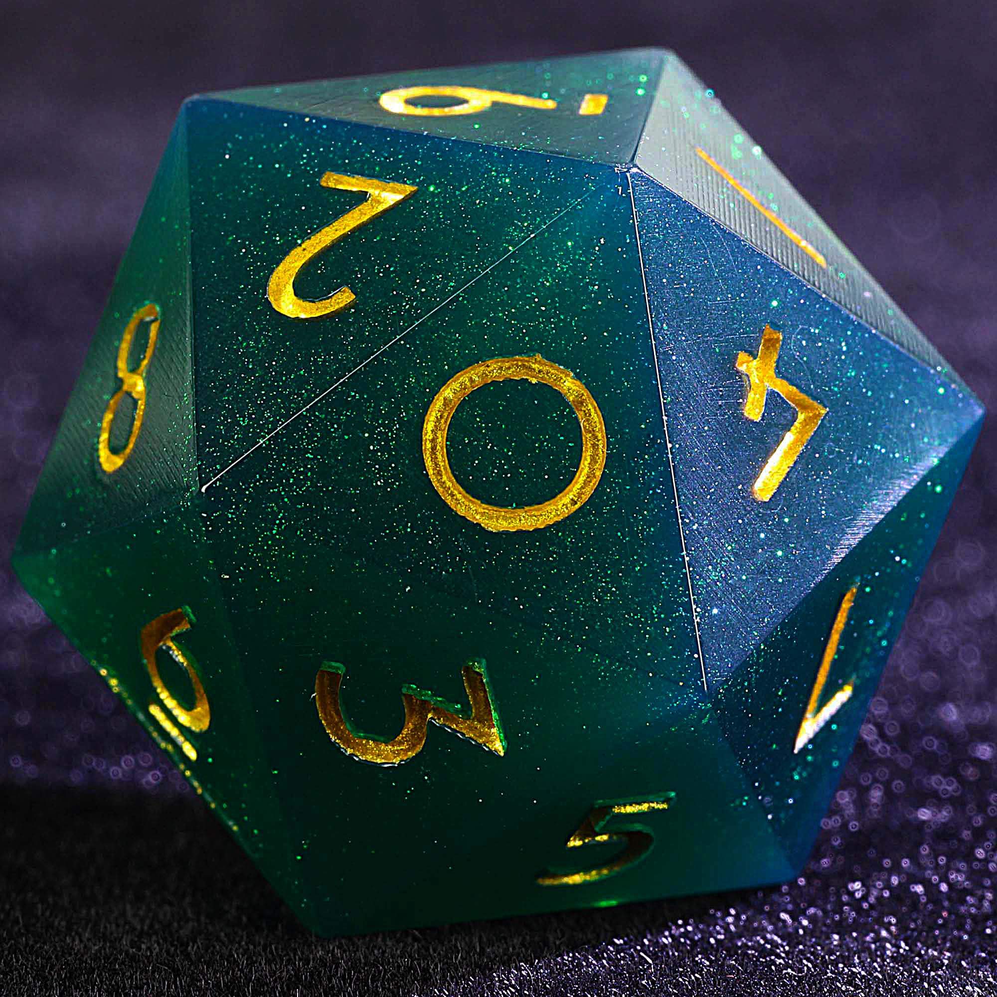3 Polyhedral Resin 20 Sided D10 and 6 Sided D3 Draw Steel Sets of Dice Deep Green