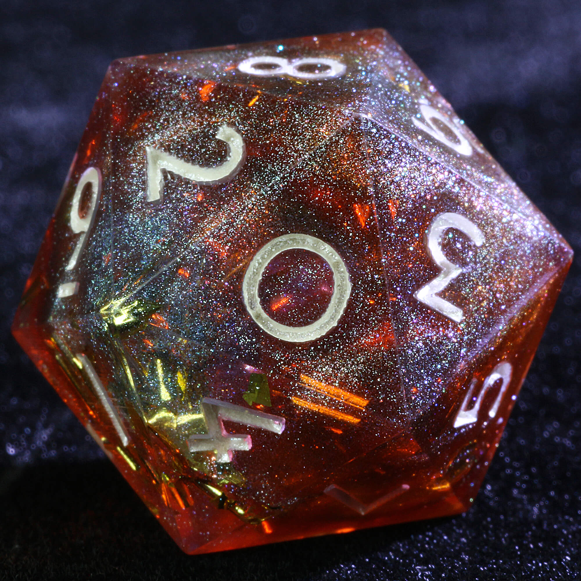 Polyhedral Resin 20 Sided D10 and 6 Sided D3 Set Draw Steel Dice Bloodfire Frost