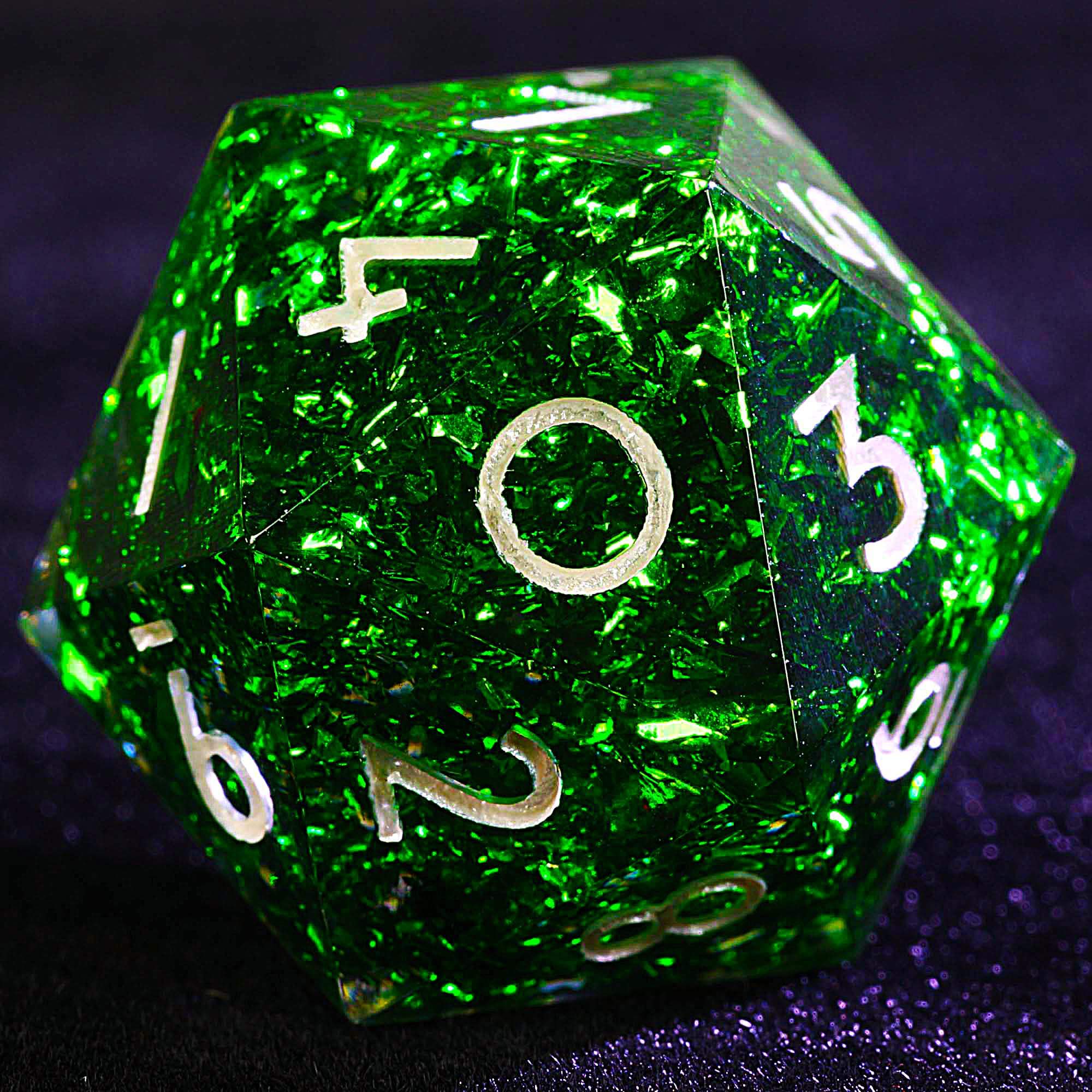 3 Polyhedral Resin 20 Sided D10 and 6 Sided D3 Sets Dice Draw Steel Emerald Splash