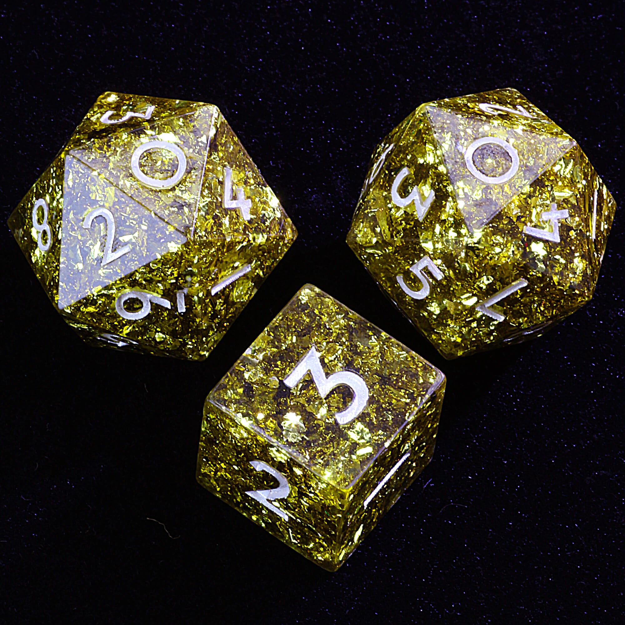 Polyhedral Resin 20 Sided D10 and 6 Sided D3 Dice Draw Steel Set Goldforge Ember