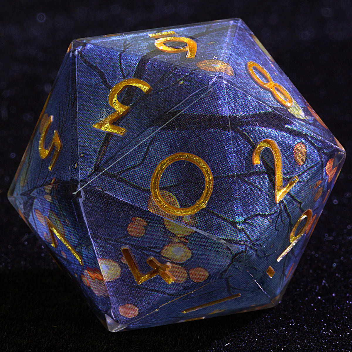 Polyhedral Resin 20 Sided D10 and 6 Sided D3 Draw Steel Dice Sets Midnight Ember