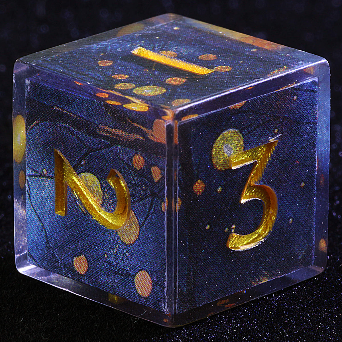 Polyhedral Resin 20 Sided D10 and 6 Sided D3 Draw Steel Dice Sets Midnight Ember