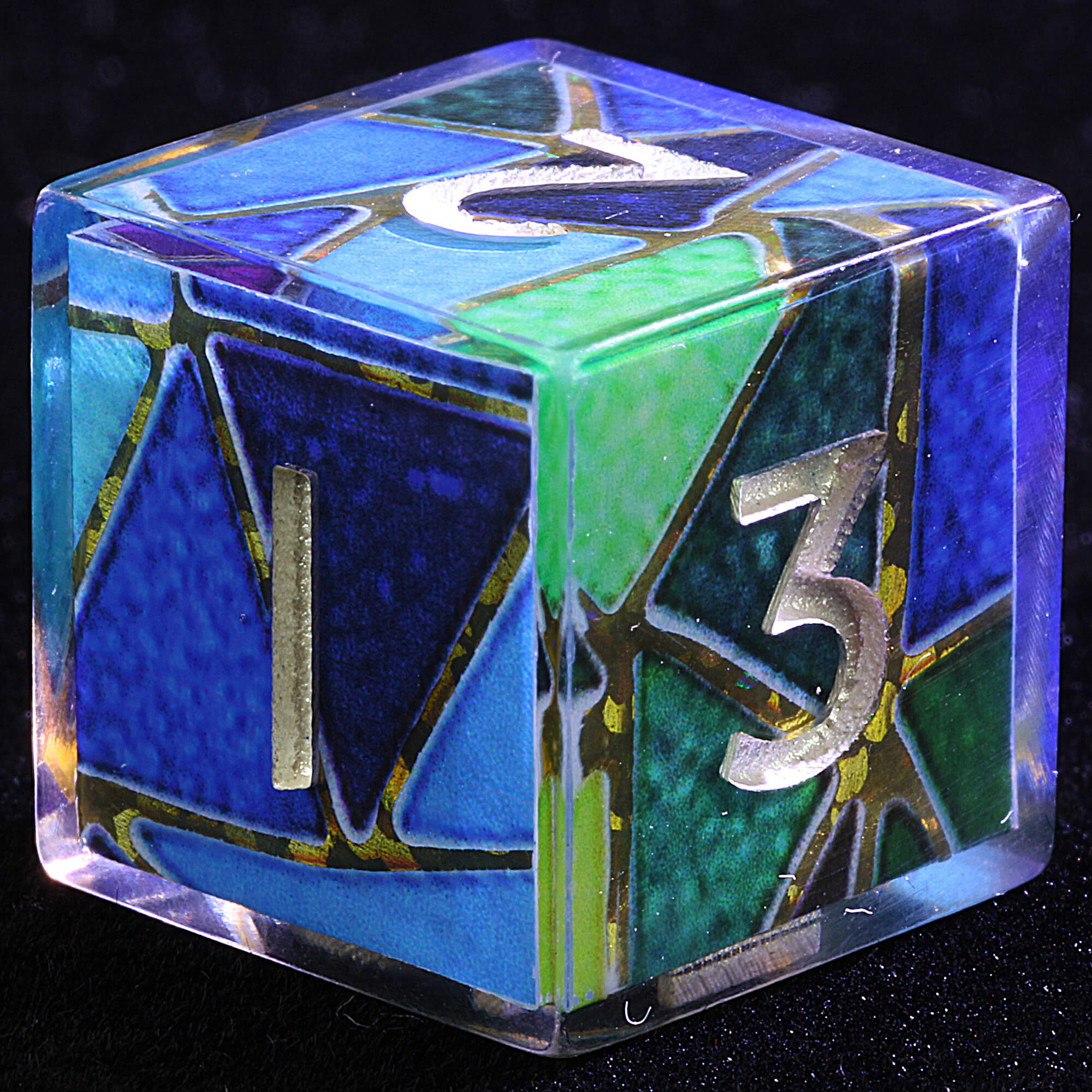 Polyhedral Resin 20 Sided D10 and 6 Sided D3 Draw Steel Set Dice Stormglass Vein