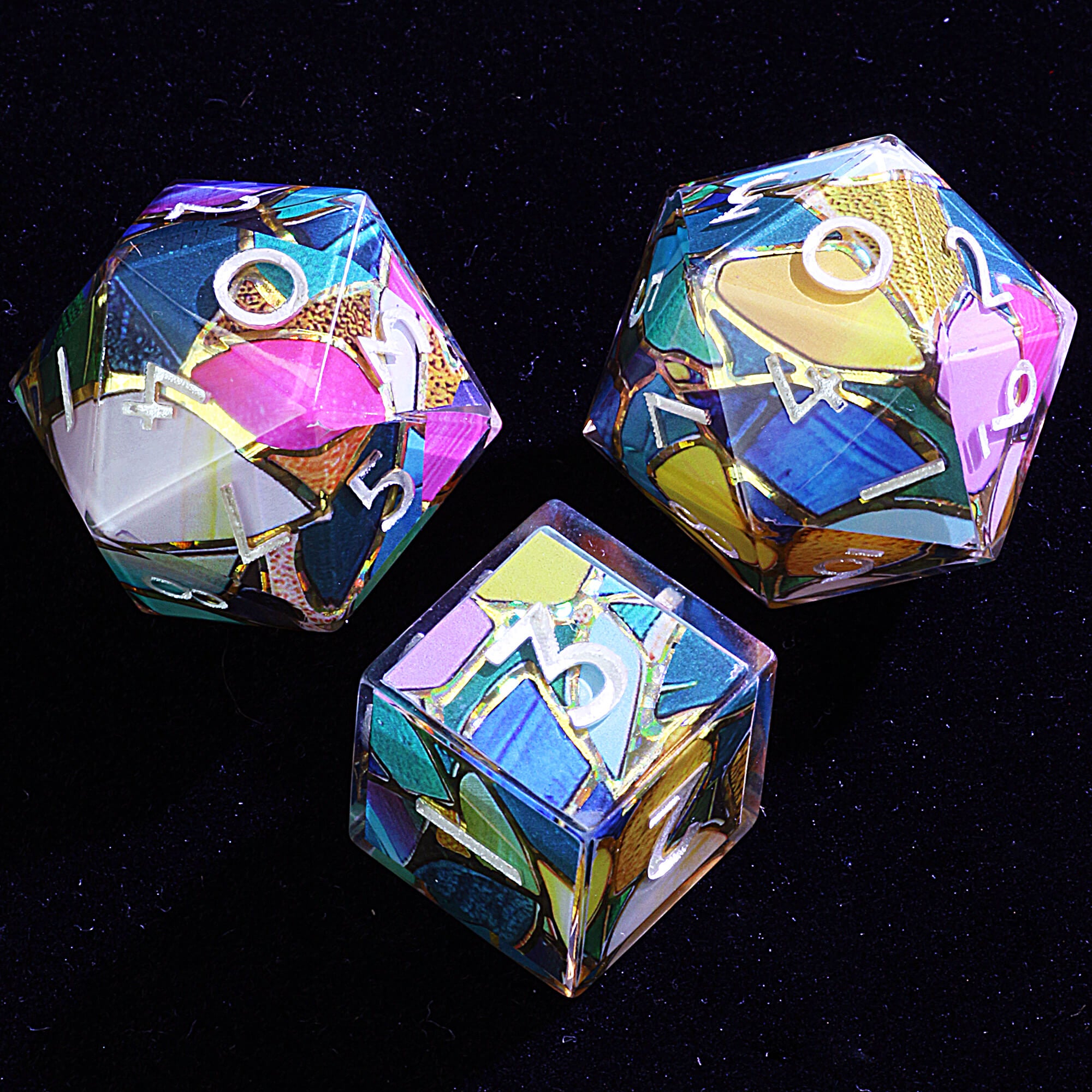 Polyhedral Resin 20 Sided D10 and 6 Sided D3 Set Dice Draw Steel Sanctum Shard