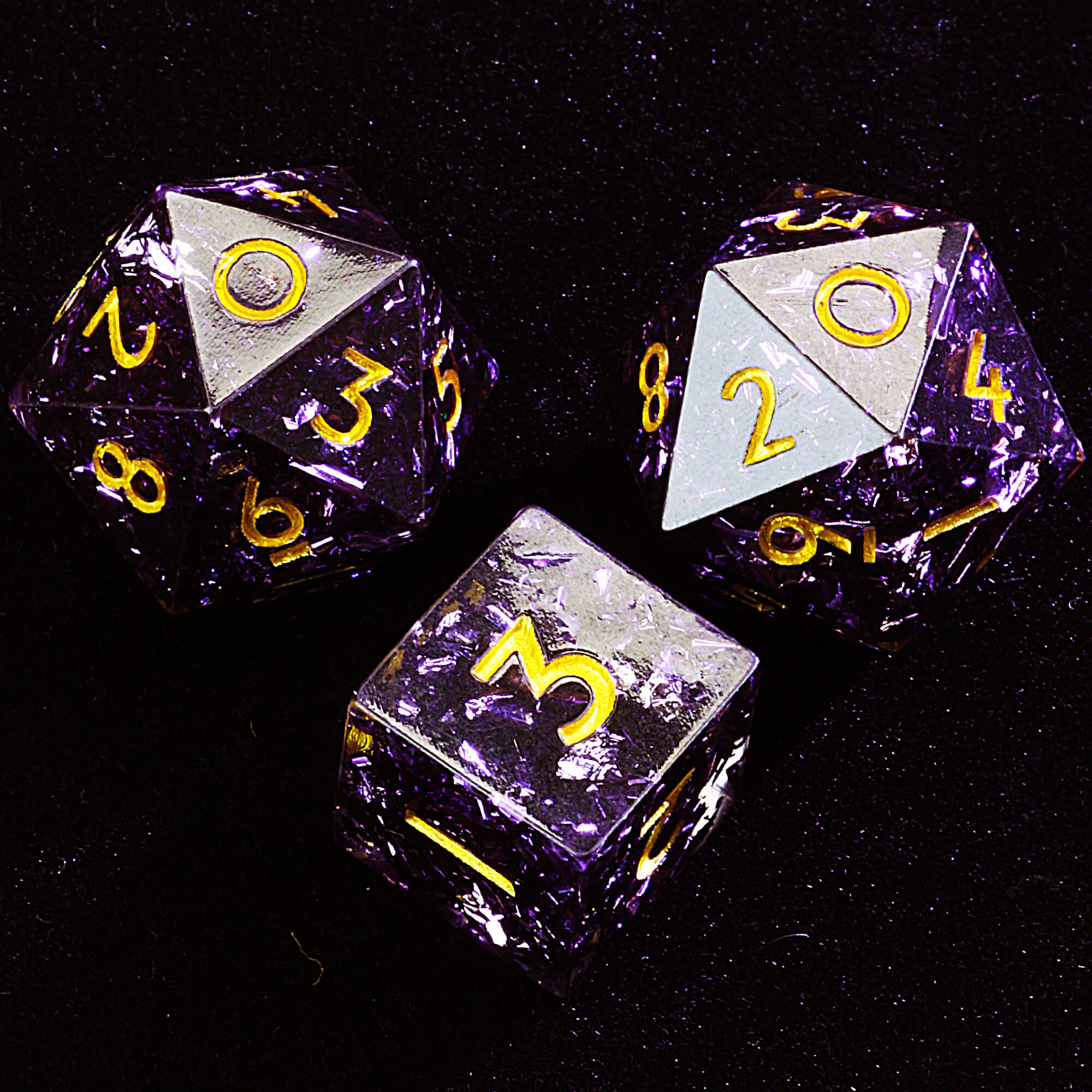 Polyhedral Resin 20 Sided D10 and 6 Sided D3 Sets Draw Steel Dice Arcane Shard