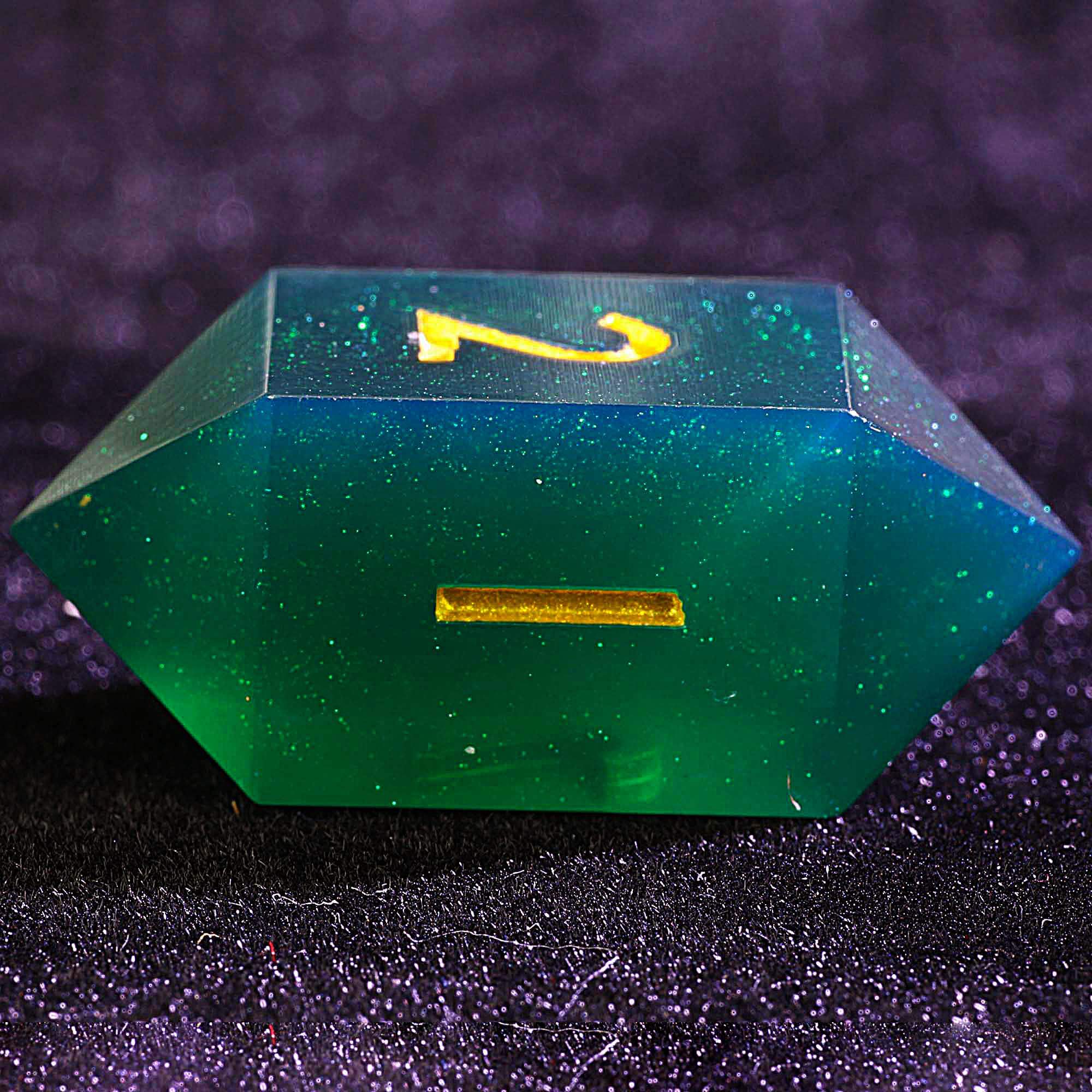 3 Polyhedral Resin 20 Sided D10 and 6 Sided D3 Draw Steel Sets of Dice Deep Green