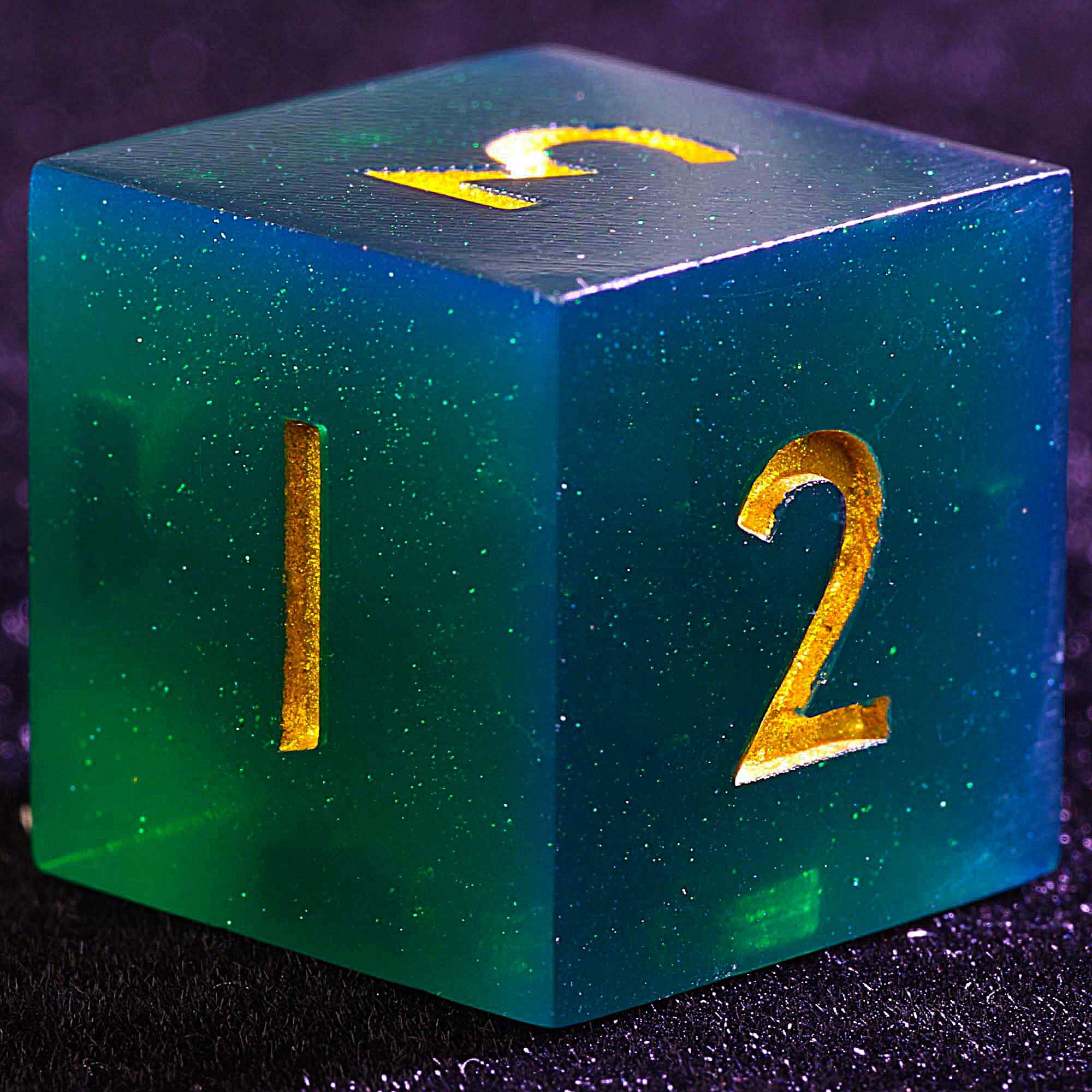 3 Polyhedral Resin 20 Sided D10 and 6 Sided D3 Draw Steel Sets of Dice Deep Green