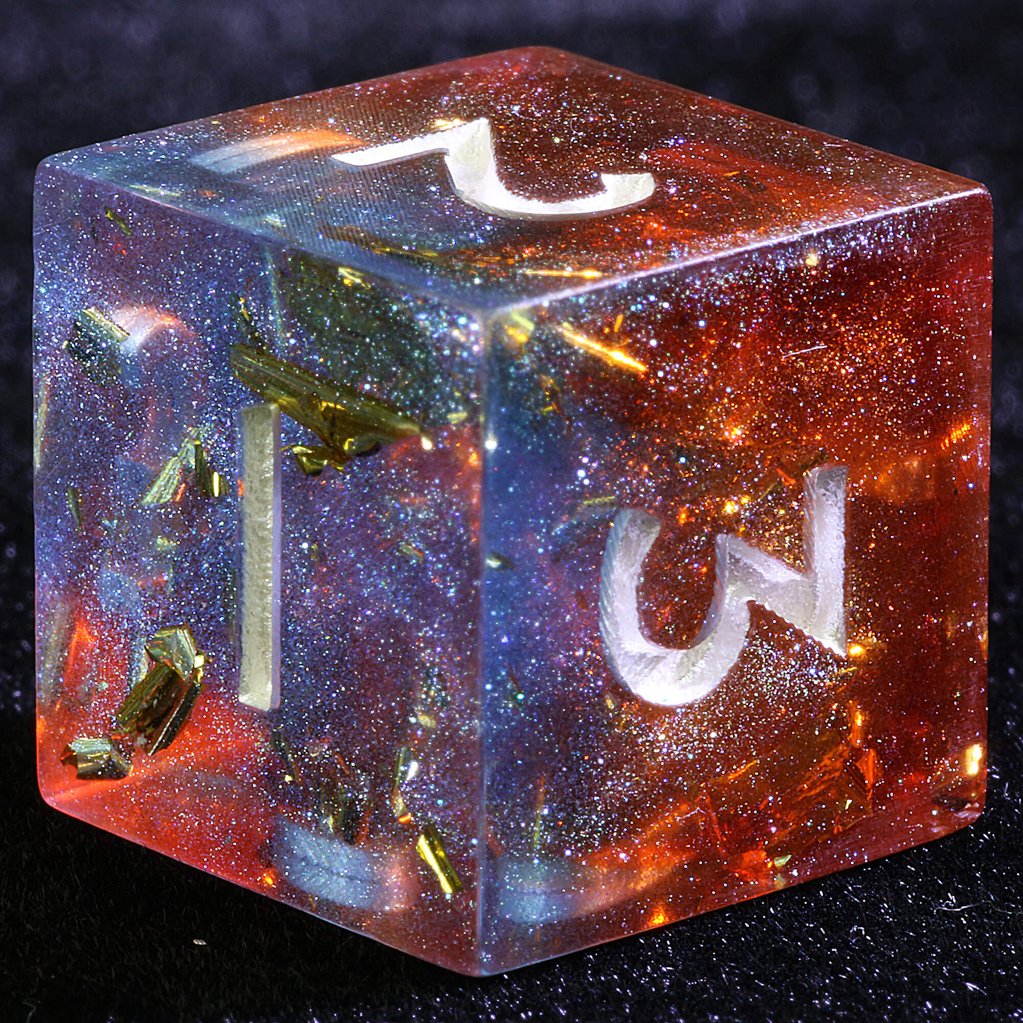 Polyhedral Resin 20 Sided D10 and 6 Sided D3 Set Draw Steel Dice Bloodfire Frost