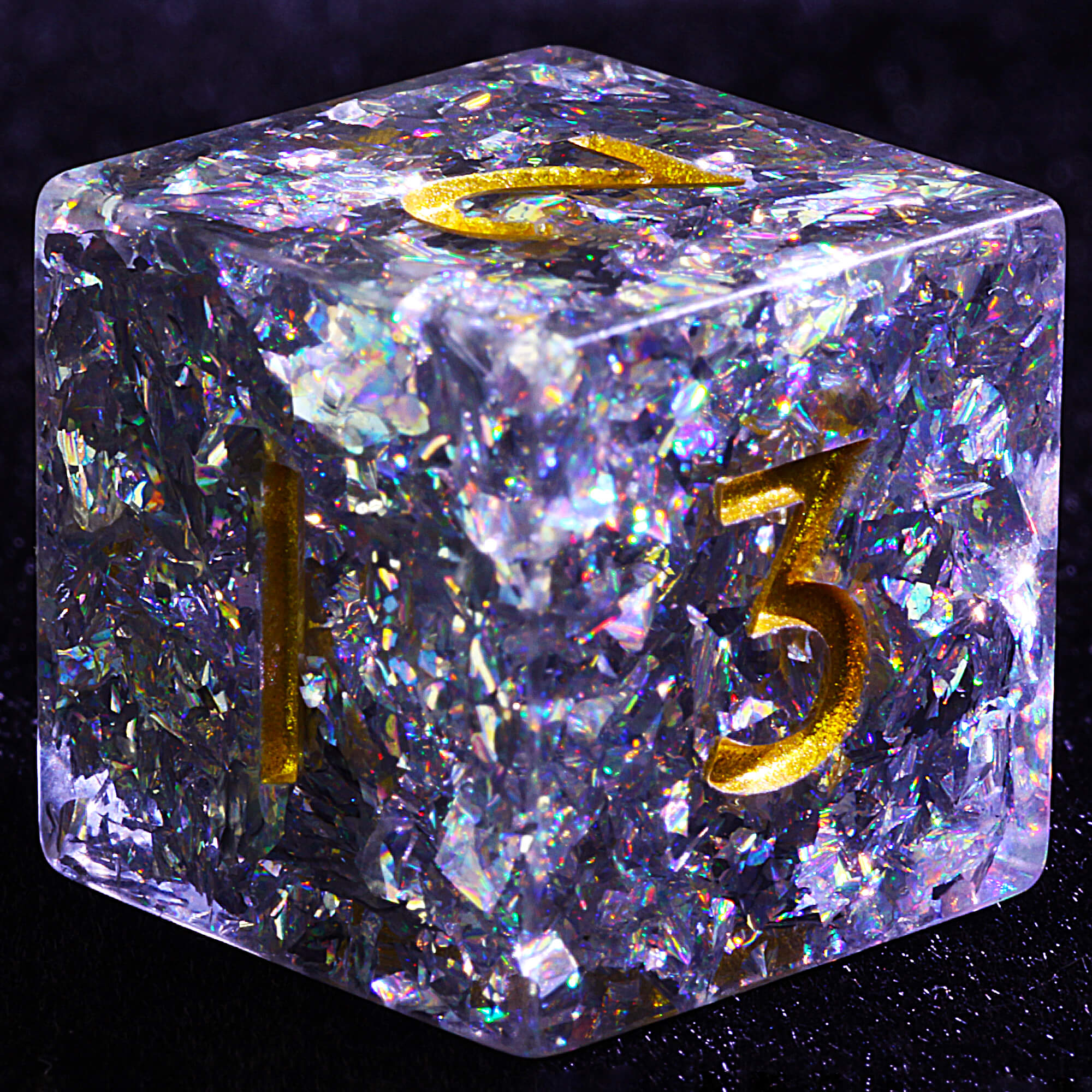 Polyhedral Resin 20 Sided D10 and 6 Sided D3 Sets of Draw Steel Dice Gilded Frost