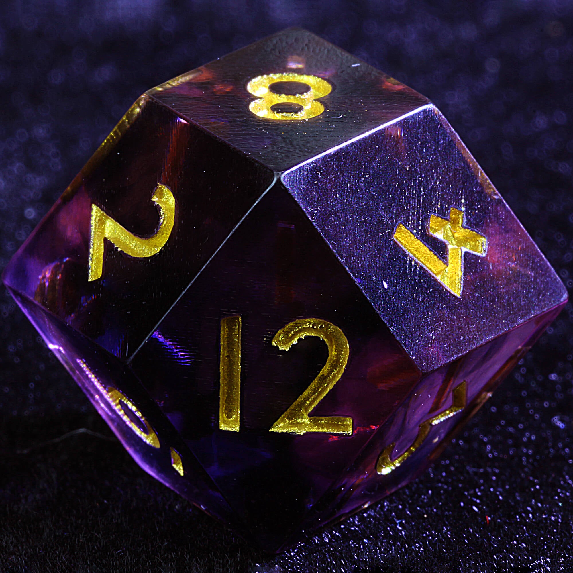 Polyhedral Resin Daggerheart Rhombus D12 Dice Sets Rose Abyss