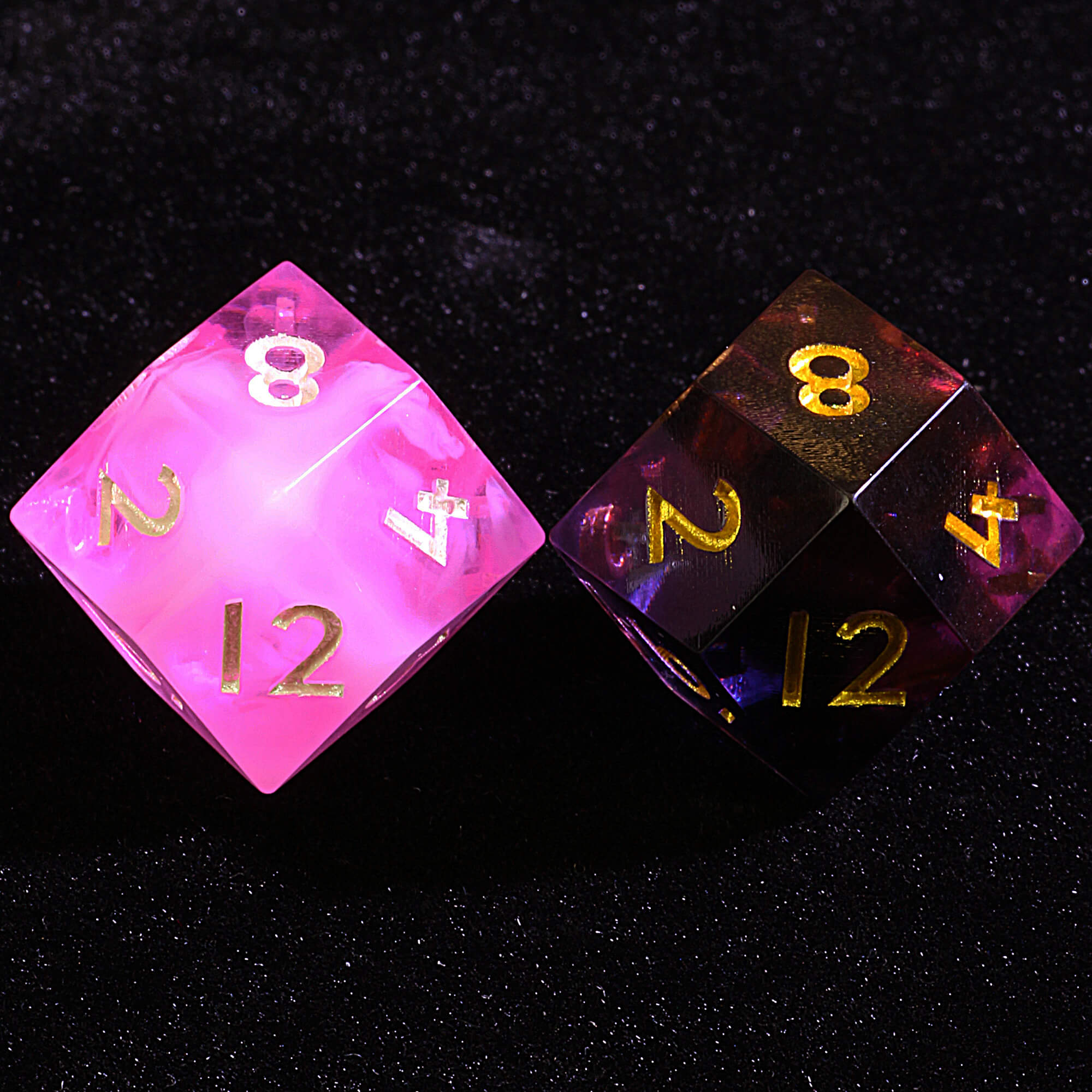 Polyhedral Resin Daggerheart Rhombus D12 Dice Sets Rose Abyss