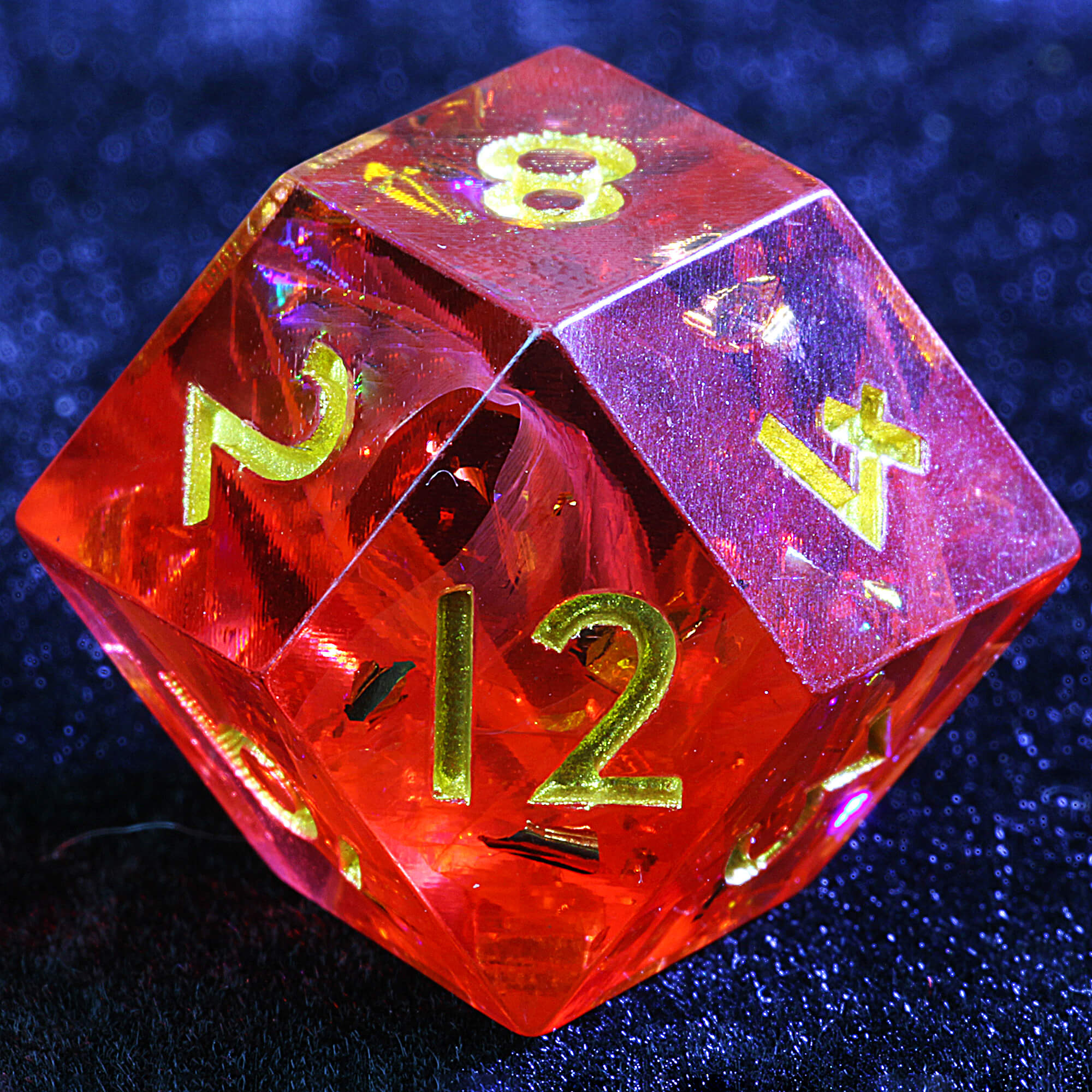 Polyhedral Resin Dice Set Rhombus D12 Daggerheart Evergreen Flame