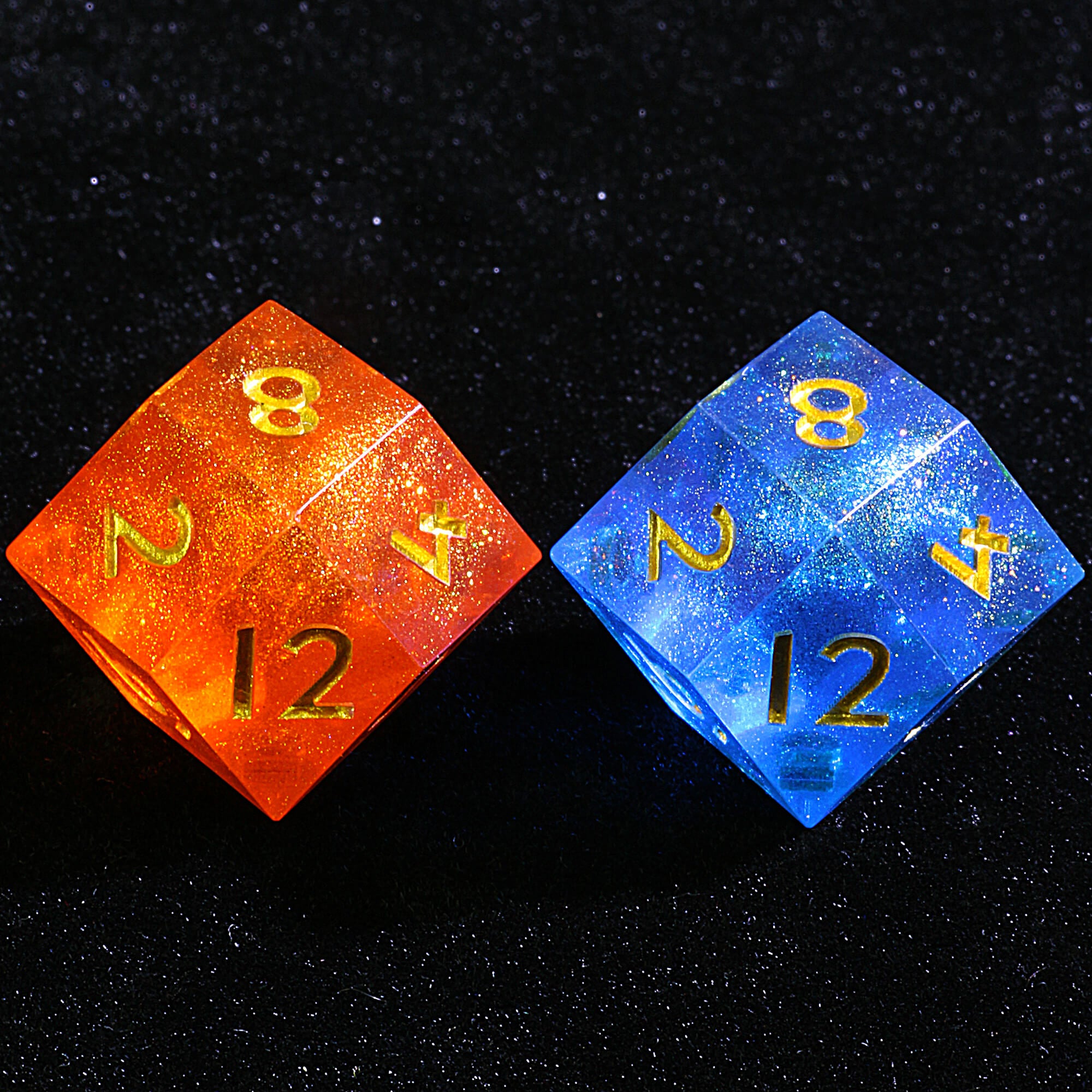 Polyhedral Resin Dice Set Daggerheart Rhombus D12 Inferno Glacier