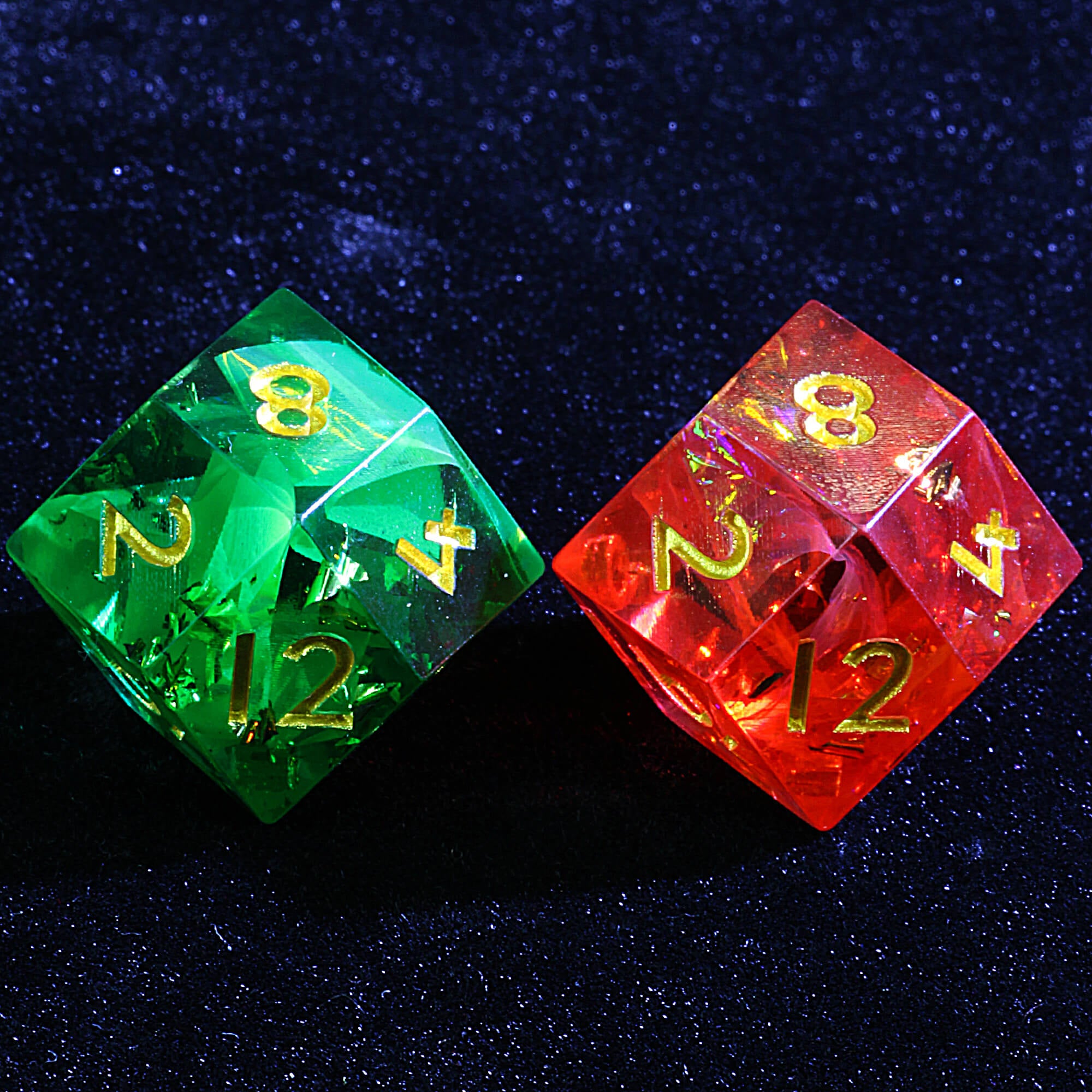 Polyhedral Resin Dice Set Rhombus D12 Daggerheart Evergreen Flame