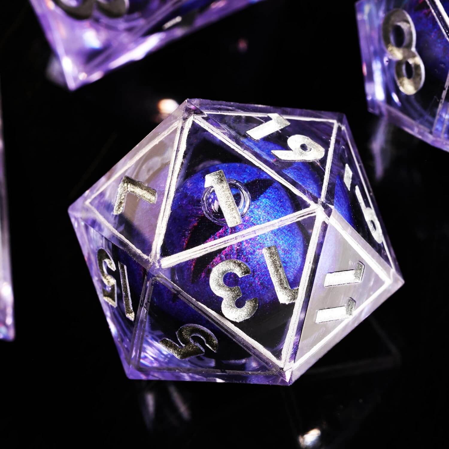 Purple Dragon Eye Sharp Edge Polyhedral Resin 7-Piece D&D Dice Set - Dice of Dragons