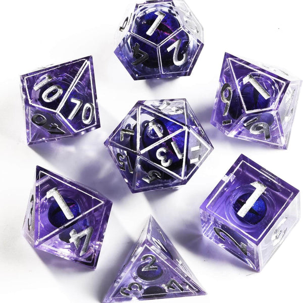 SIQUK 7-Die Polyhedral Dice voor DND Handgemaakte Sharp Edge Game Dice voor Dungeons en Dragons RPG MTG Tafelspellen (Flame Red & Ice Blue