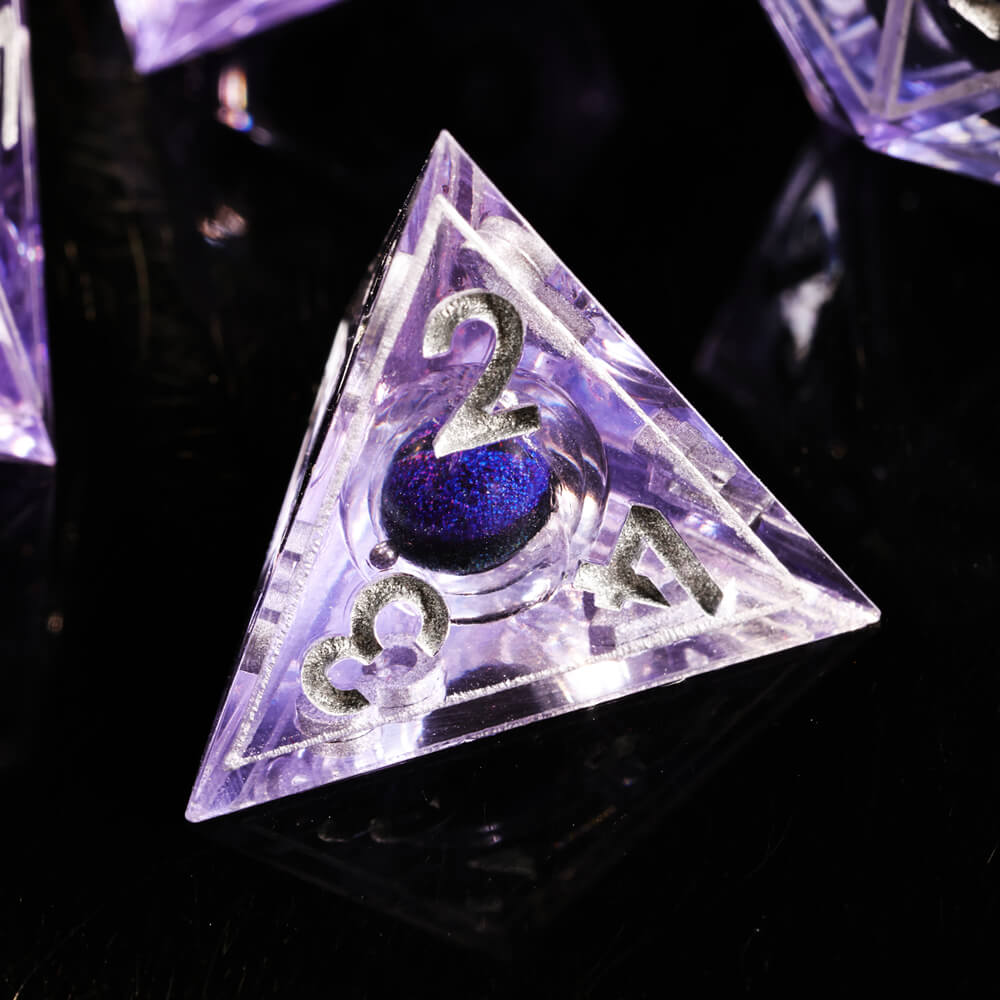 Purple Dragon Eye Sharp Edge Polyhedral Resin 7-Piece D&D Dice Set - Dice of Dragons