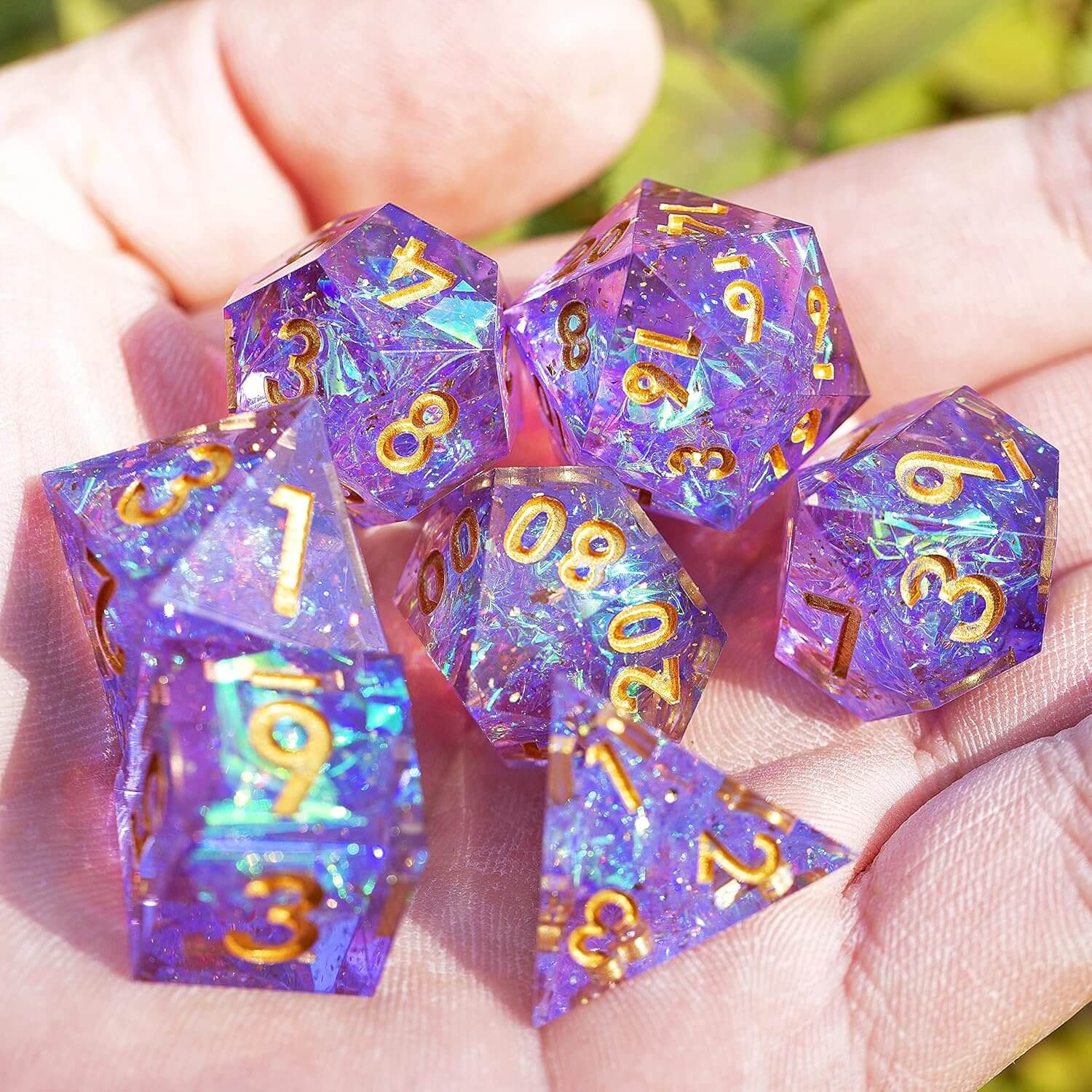 Purple Galaxy 7-Piece Polyhedral Dice Set for D&D-Resin - Dice of Dragons