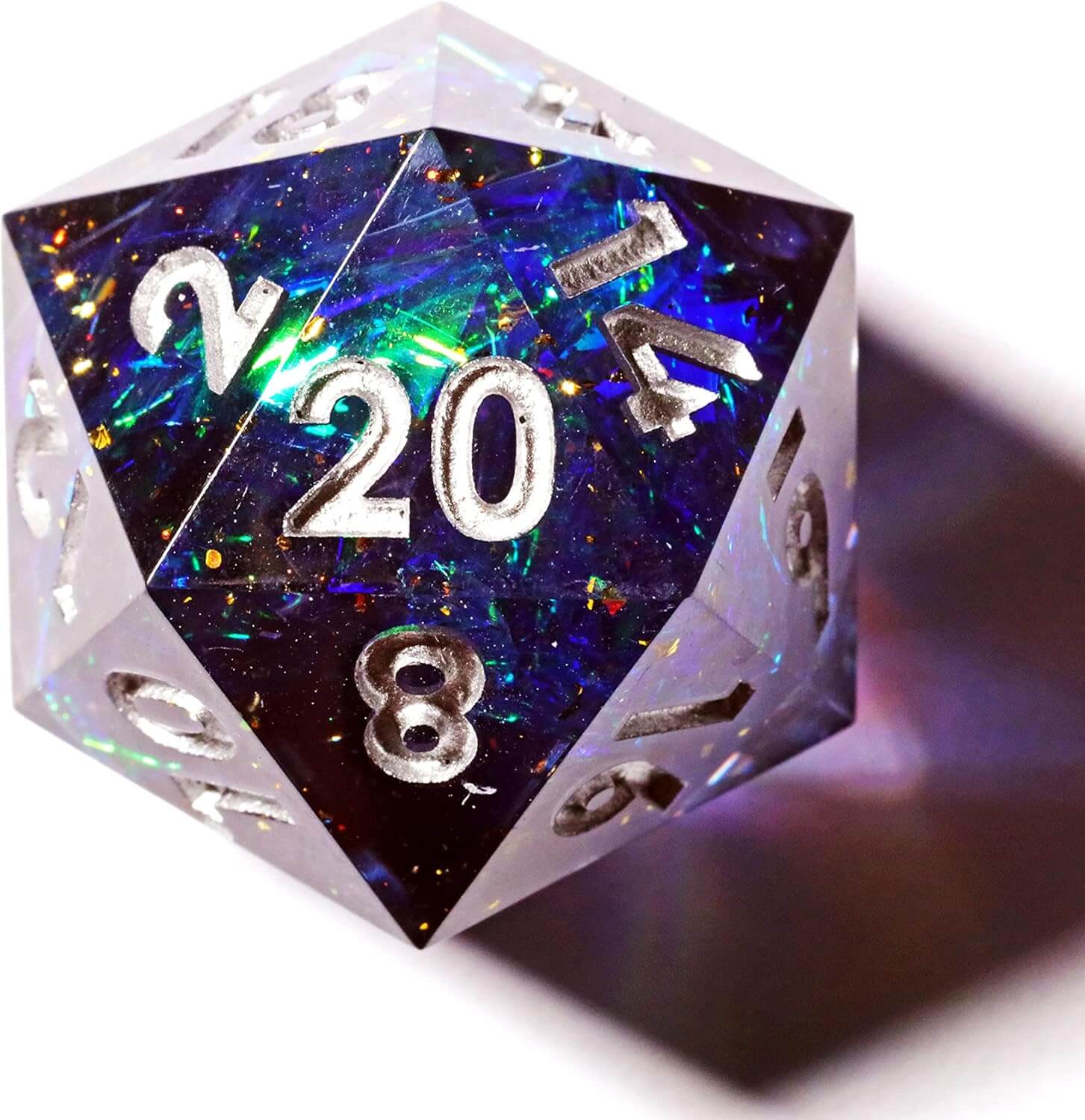 RPG Cool 7 Polyhedral Sharp Edge Dice Sets D&D - Blue Galaxy - Dice of Dragons