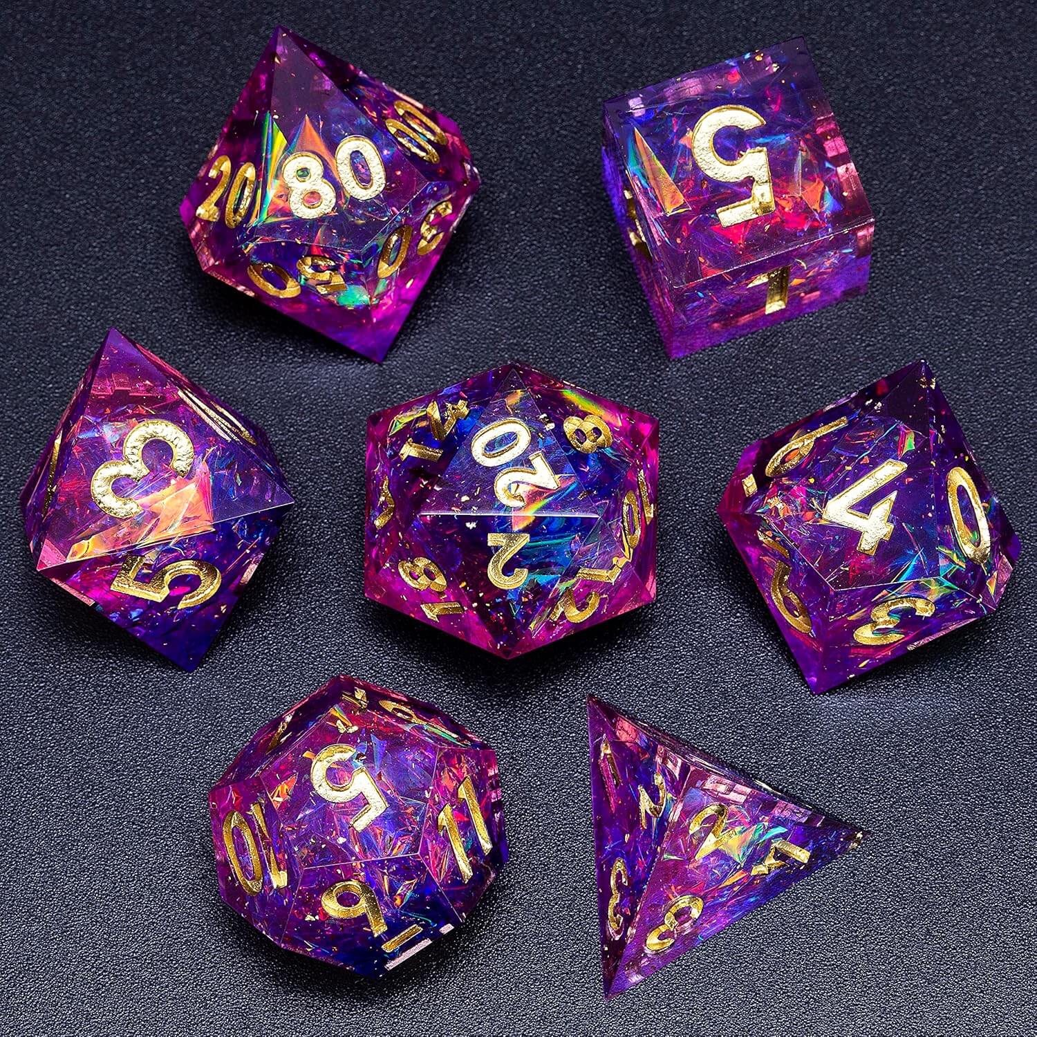 RPG Cool 7 Polyhedral Sharp Edge Dice Sets D&D - Demon Summoner - Dice of Dragons