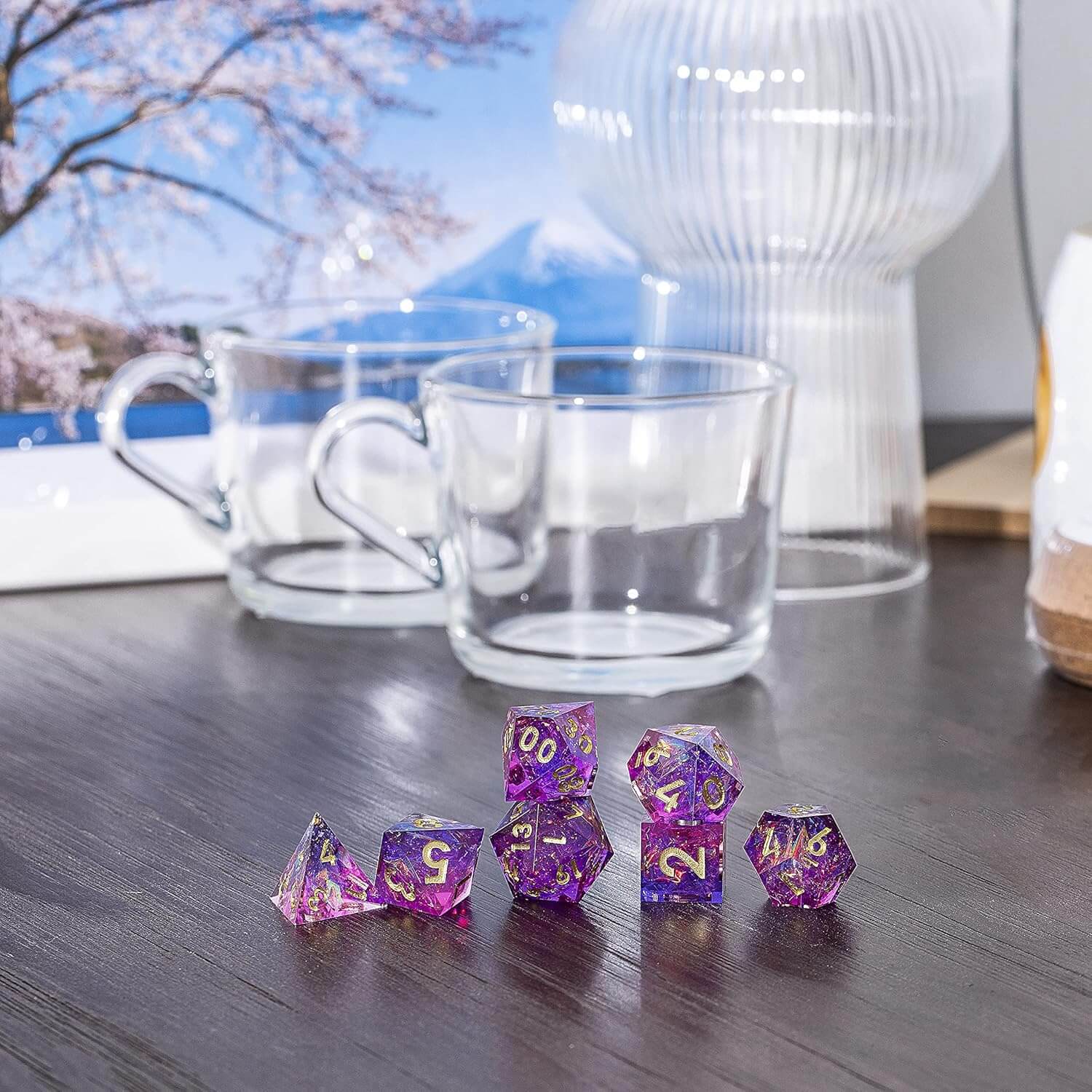 RPG Cool 7 Polyhedral Sharp Edge Dice Sets D&D - Demon Summoner - Dice of Dragons