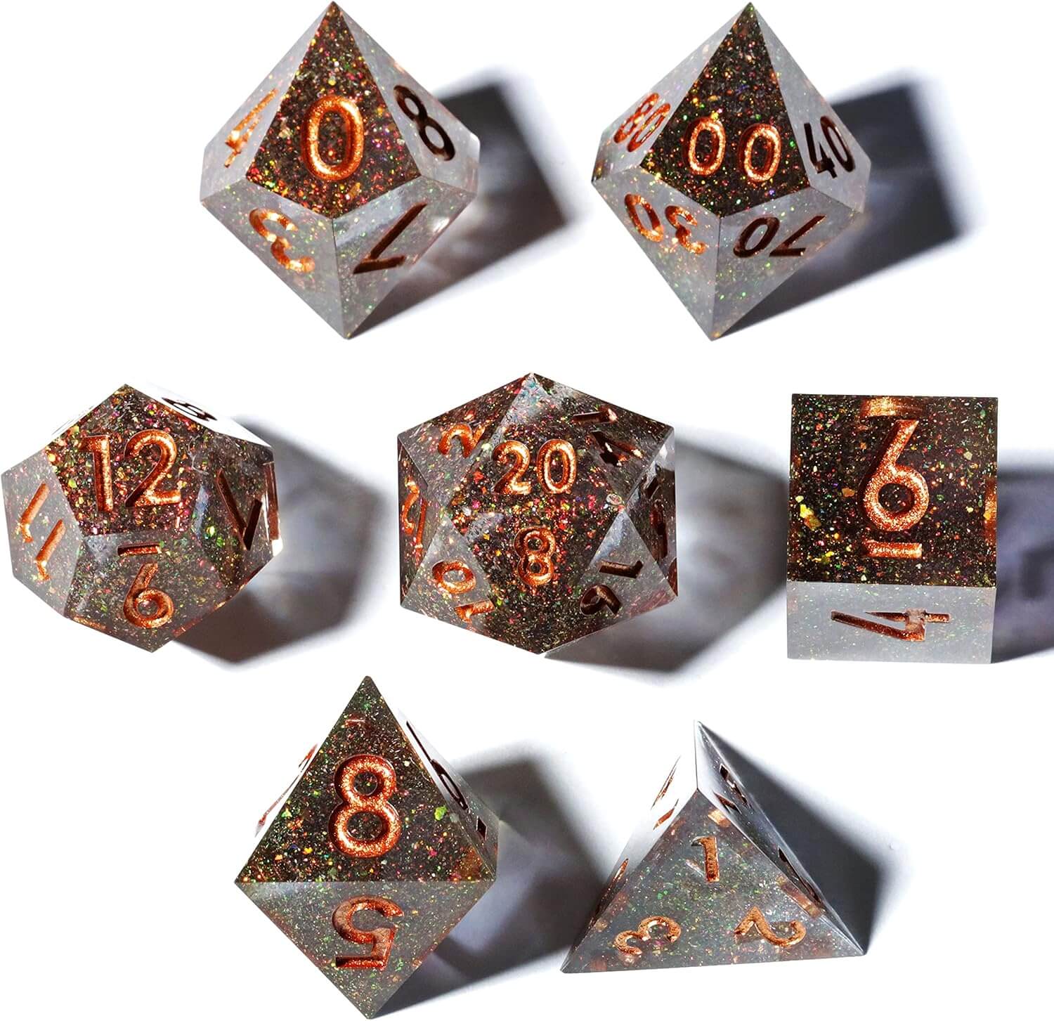 RPG Cool 7 Polyhedral Sharp Edge Dice Sets D&D - Mysterious Space
