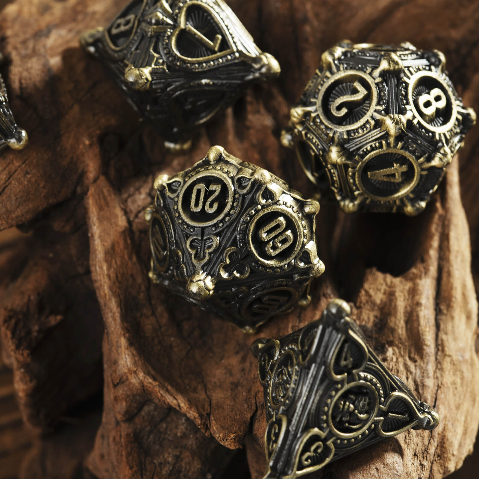 RPG Polyhedral Metal Dice Set DnD - Bronze - Dice of Dragons