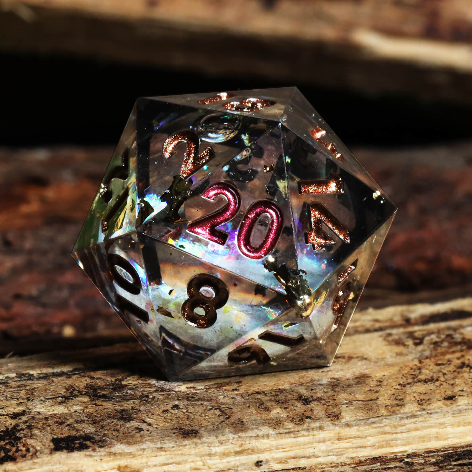 RPG Resin Polyhedral 7 Liquid Core Dice Set D and D - Midnight Forest - Dice of Dragons