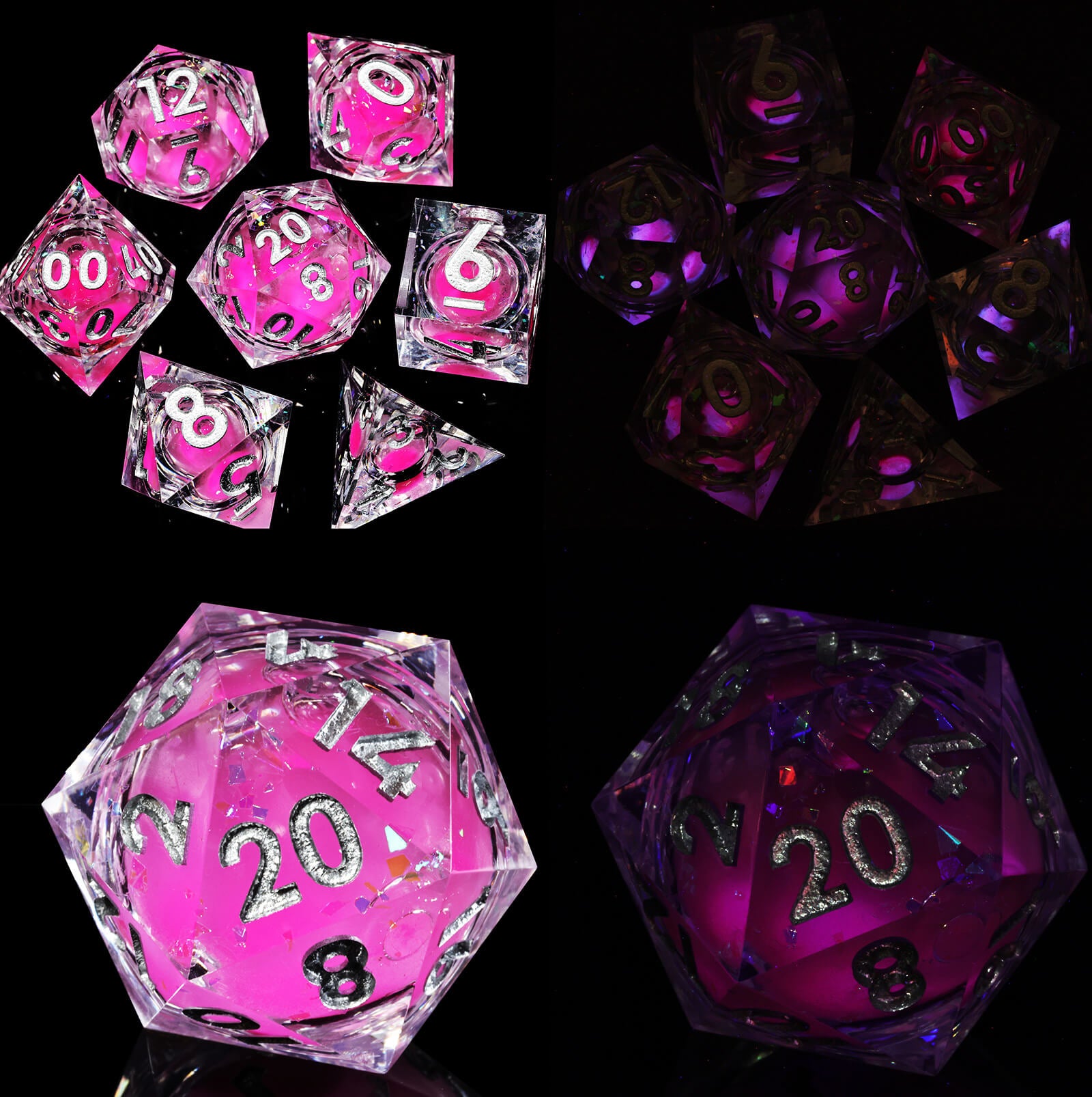 RPG Resin Polyhedral 7 Liquid Core Dice Sets D&D - Elf Fire - Dice of Dragons