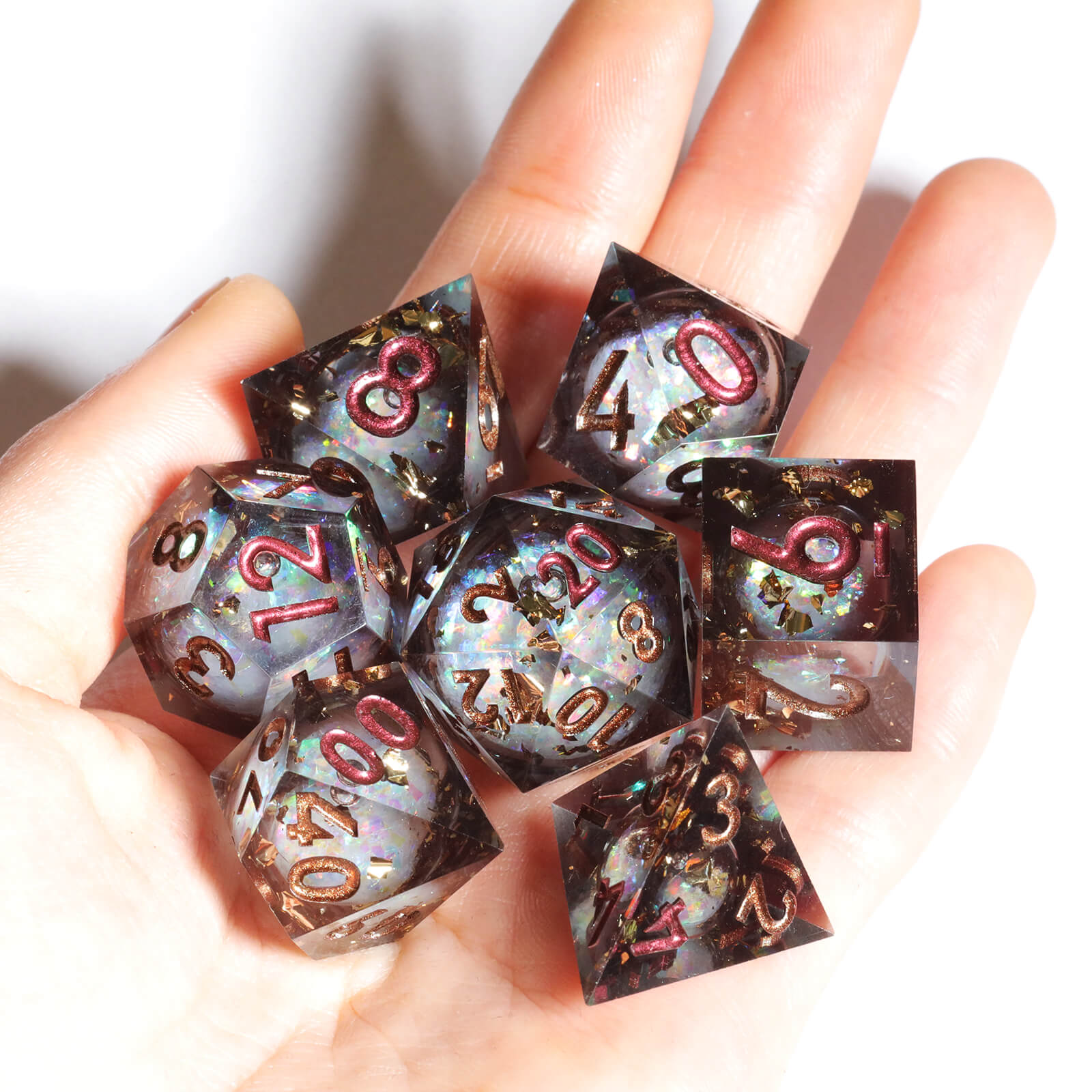 RPG Resin Polyhedral 7 Liquid Core Dice Set D and D - Midnight Forest - Dice of Dragons