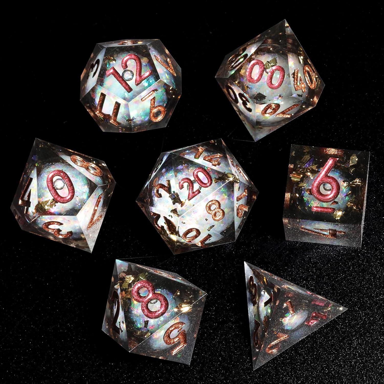 RPG Resin Polyhedral 7 Liquid Core Dice Set D and D - Midnight Forest - Dice of Dragons