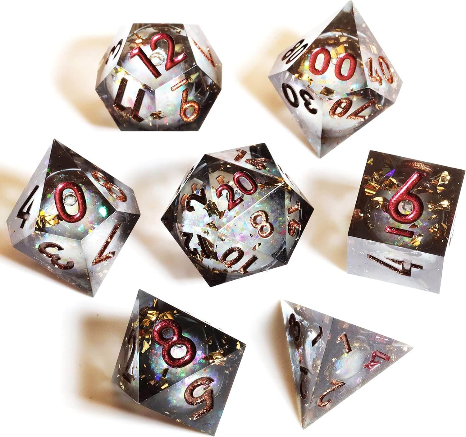 RPG Resin Polyhedral 7 Liquid Core Dice Set D and D - Midnight Forest - Dice of Dragons