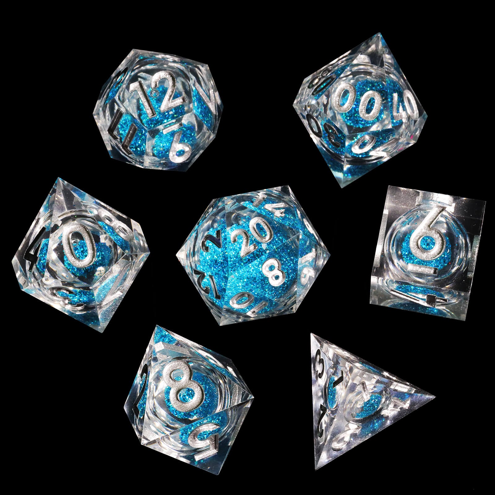 RPG Resin Polyhedral 7 Liquid Core Dice Set DD - Purity - Dice of Dragons