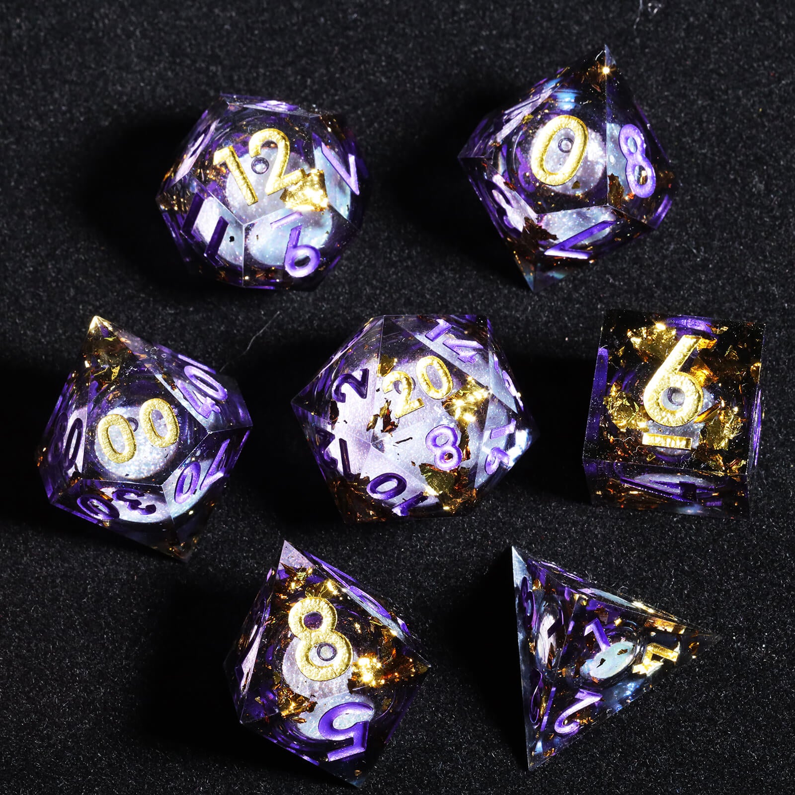 RPG Resin Polyhedral 7 Liquid Core Dice Set D&D - Lavender - Dice of Dragons