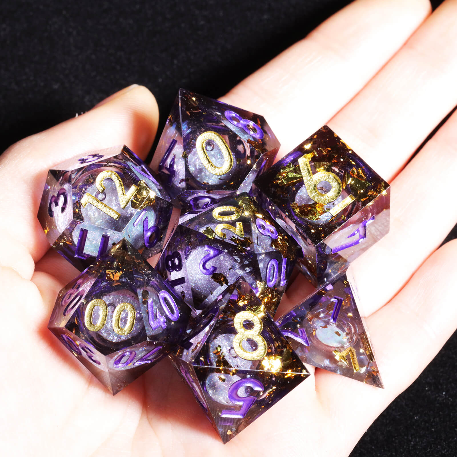 RPG Resin Polyhedral 7 Liquid Core Dice Set D&D - Lavender - Dice of Dragons