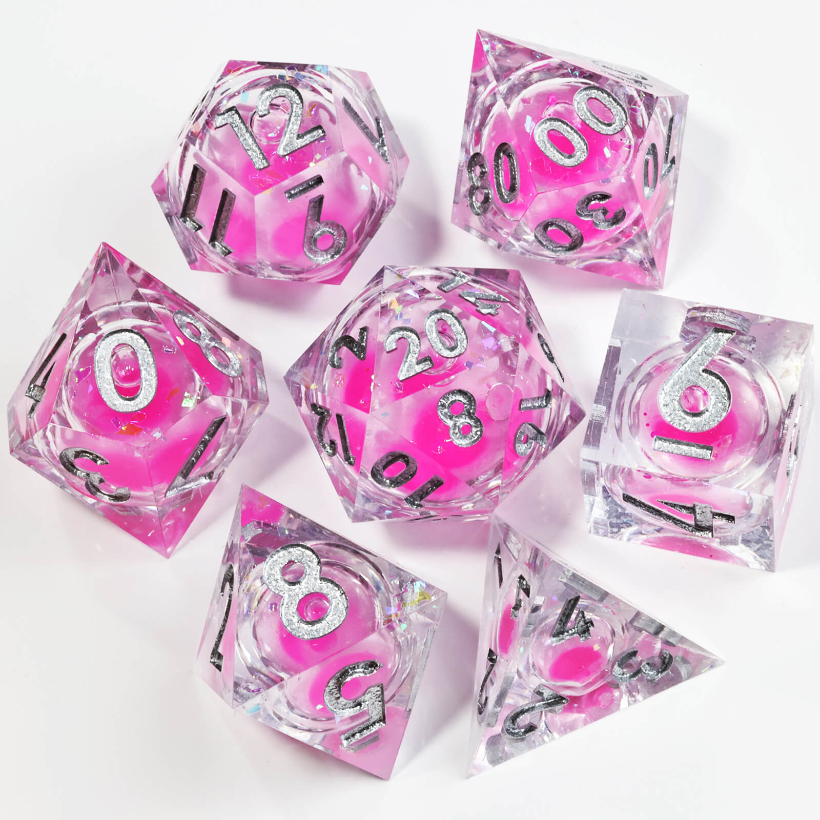 RPG Resin Polyhedral 7 Liquid Core Dice Sets D&D - Elf Fire - Dice of Dragons