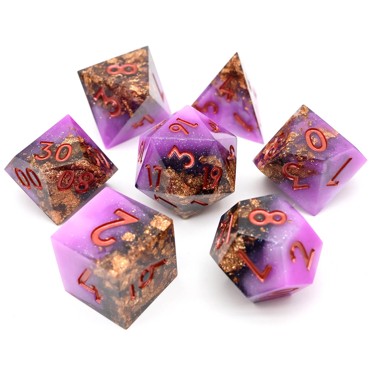 Rage Howl 7-Piece Sharp Edge Dice Set for DND - Dice of Dragons