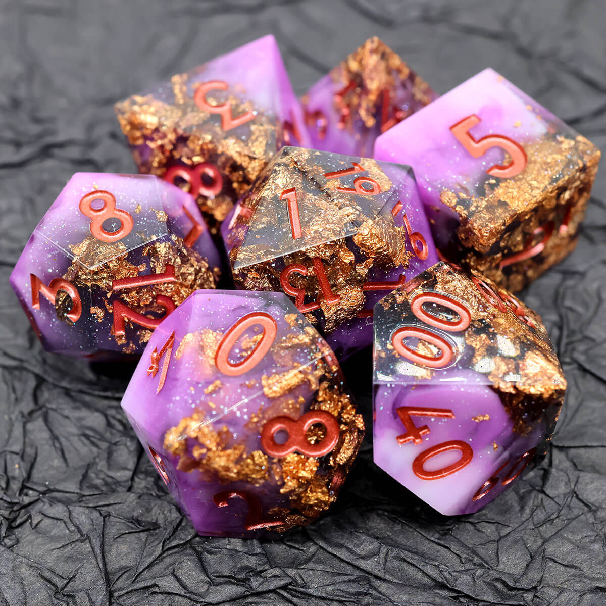 Rage Howl 7-Piece Sharp Edge Dice Set for DND - Dice of Dragons