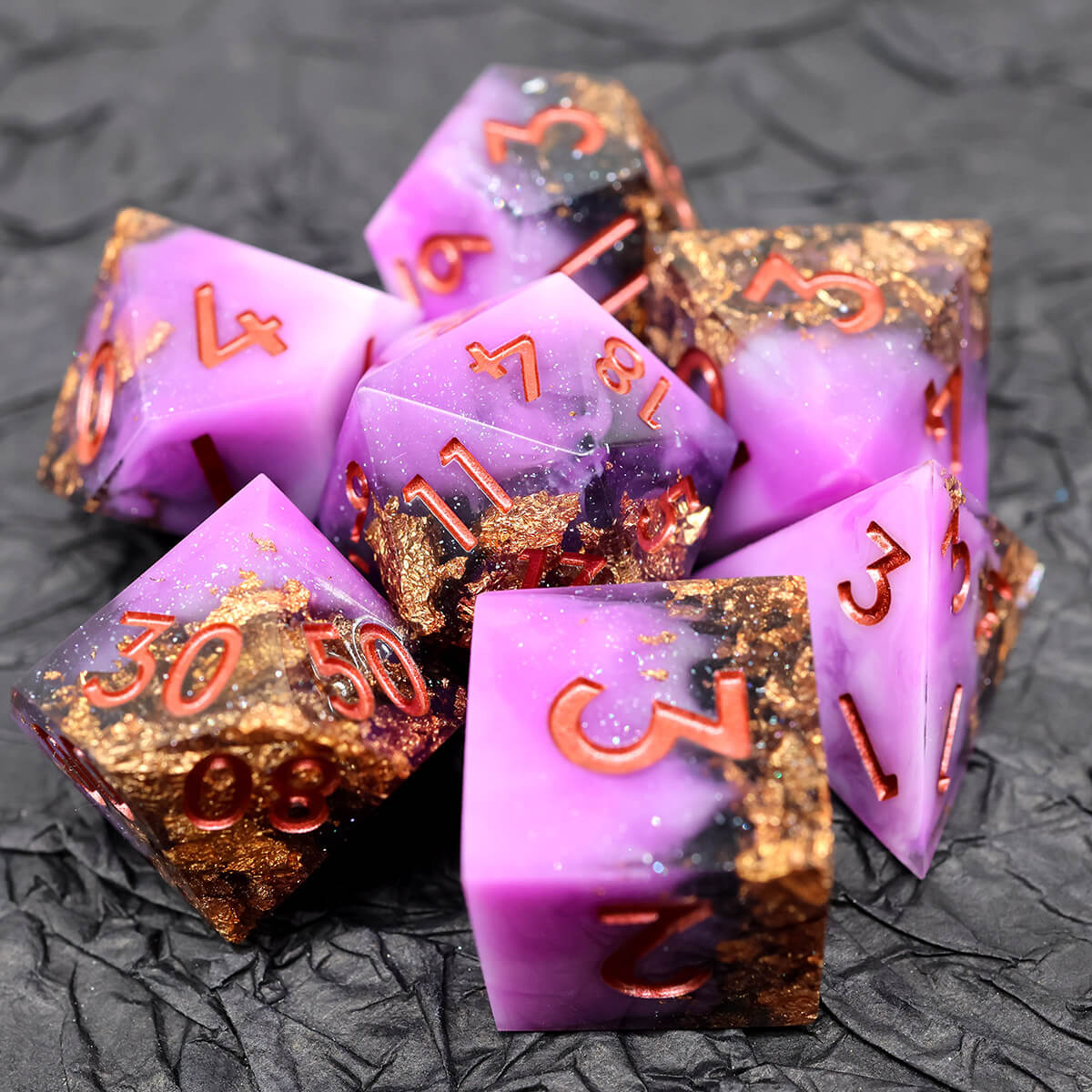 Rage Howl 7-Piece Sharp Edge Dice Set for DND - Dice of Dragons