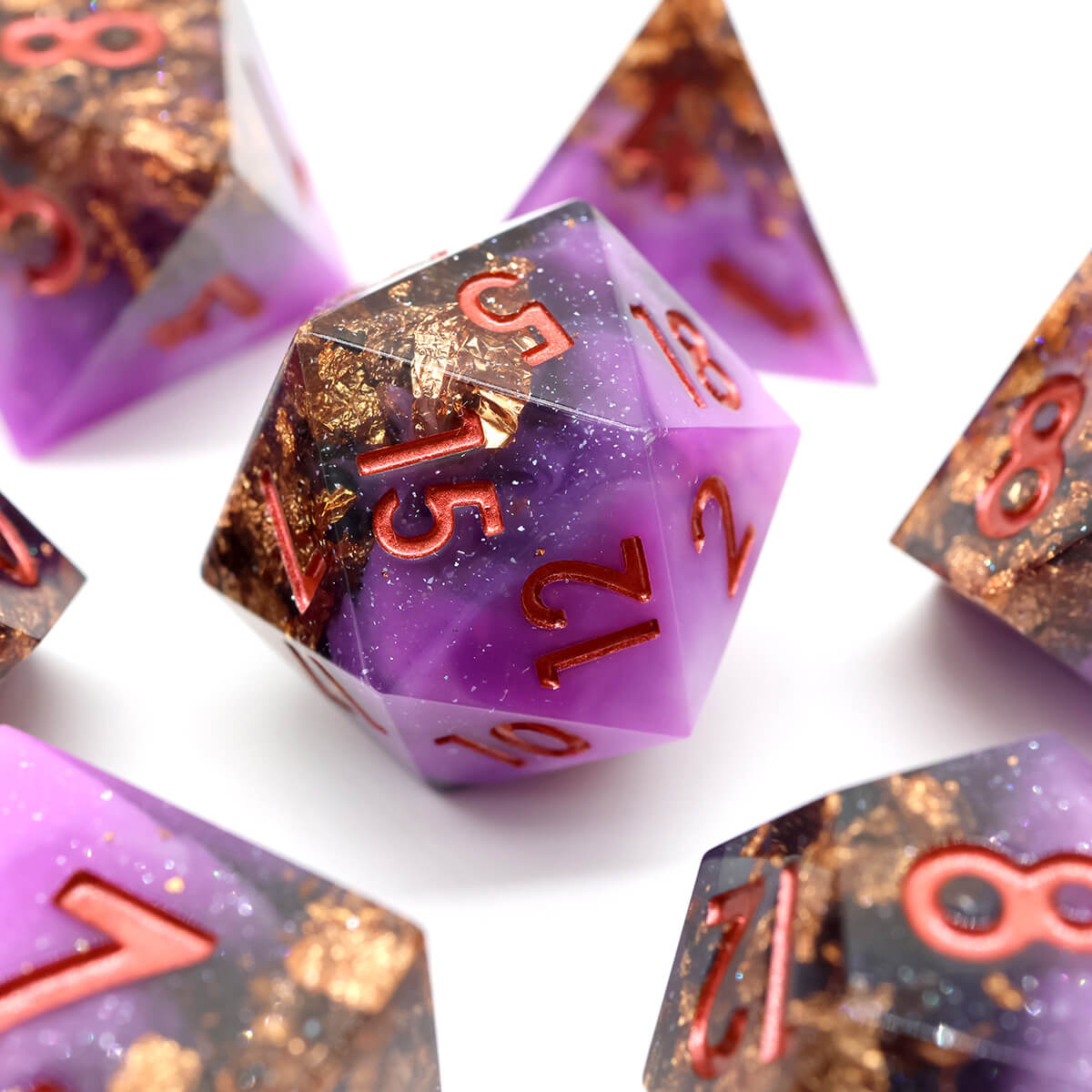 Rage Howl 7-Piece Sharp Edge Dice Set for DND - Dice of Dragons