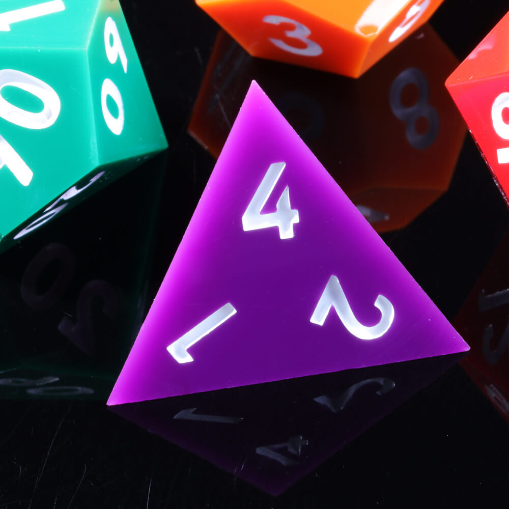 Rainbow Sharp Edge Polyhedral Resin 7-Piece D&D Dice Set - Dice of Dragons