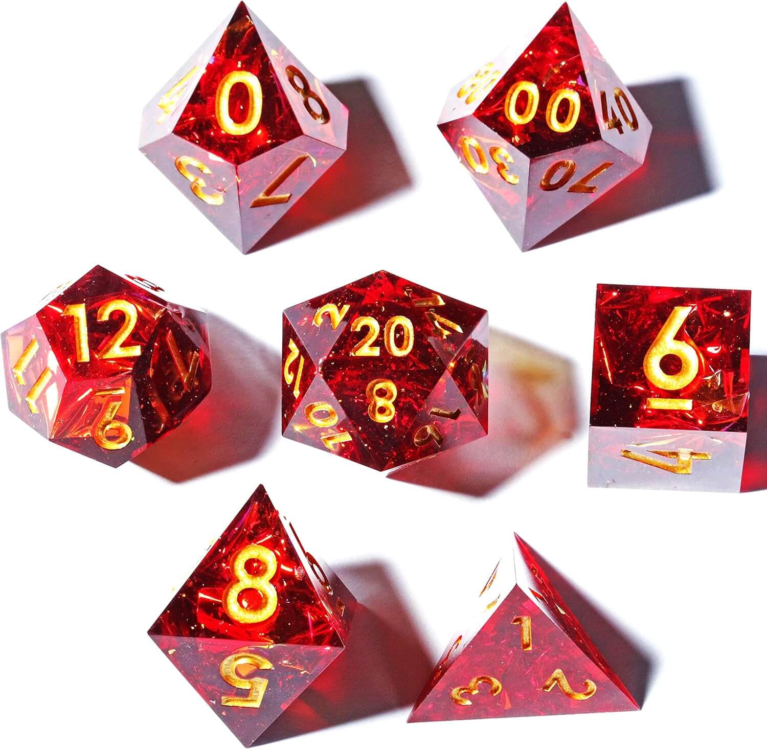 Red Galaxy Polyhedral Resin D&D 7-Piece Dice Set - Dice of Dragons