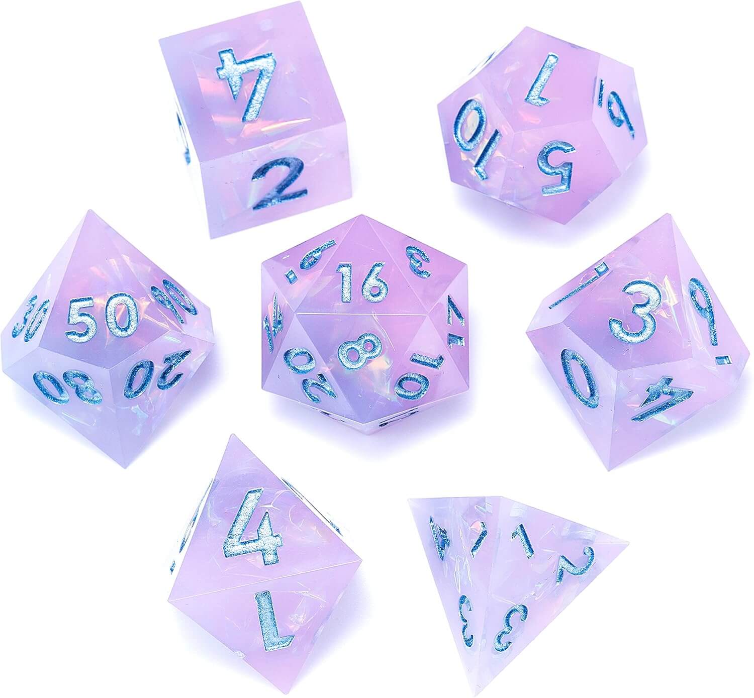 Resin Polyhedral Sharp Edged 7 Gaming DD Dice Set - Mild Coldness