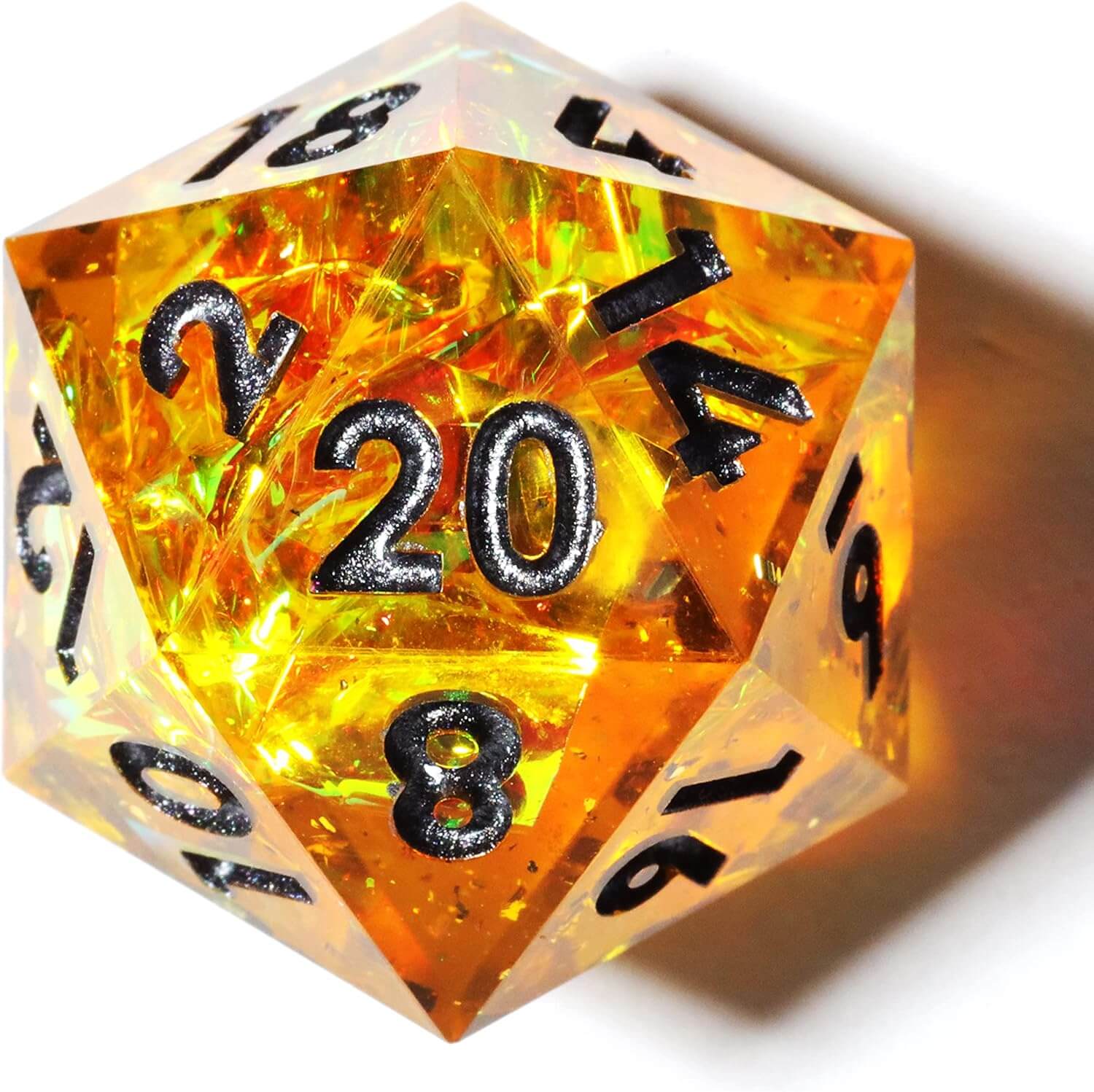 7 Resin Sharp Edged Polyhedral D&D Awesome Dice Set - Gold Guardians