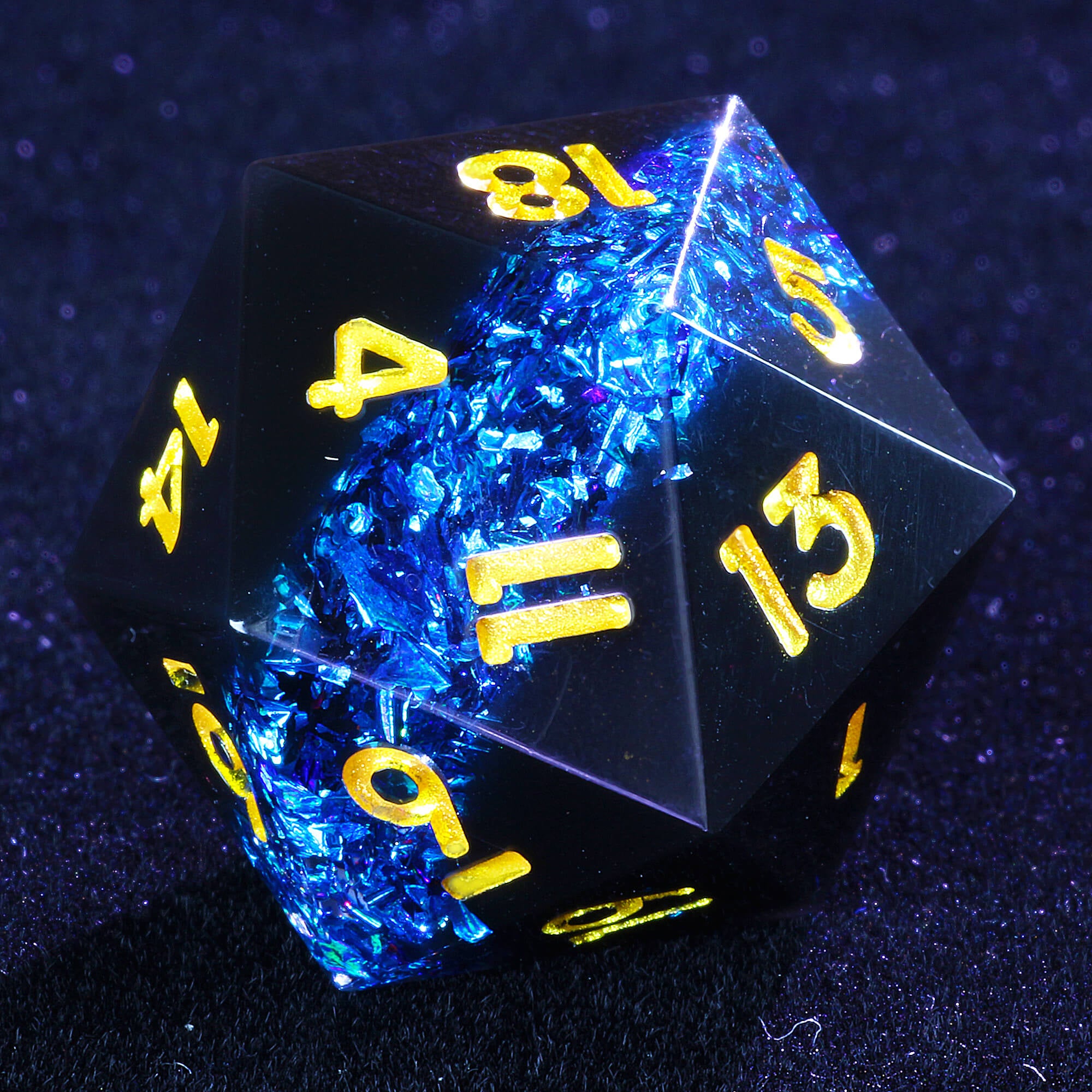 Role Playing 7 Polyhedral Resin DnD Dice Set Tin Foil - Dice of Dragons