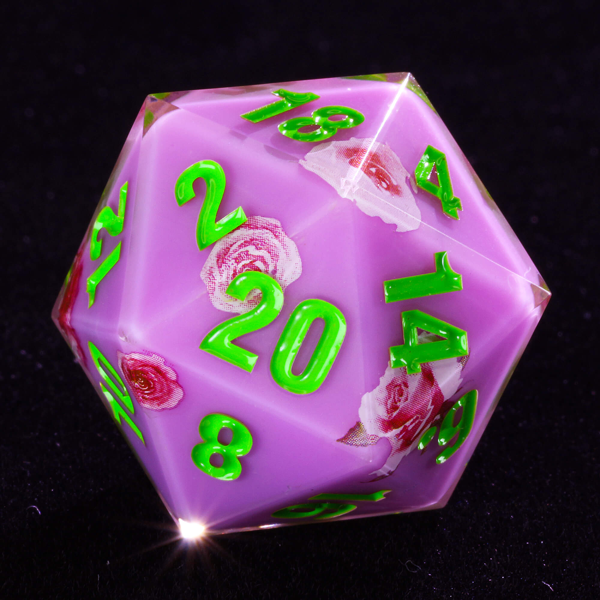 Rpg 7 Polyhedral Resin D and D Dice Set Flower Purple - Dice of Dragons